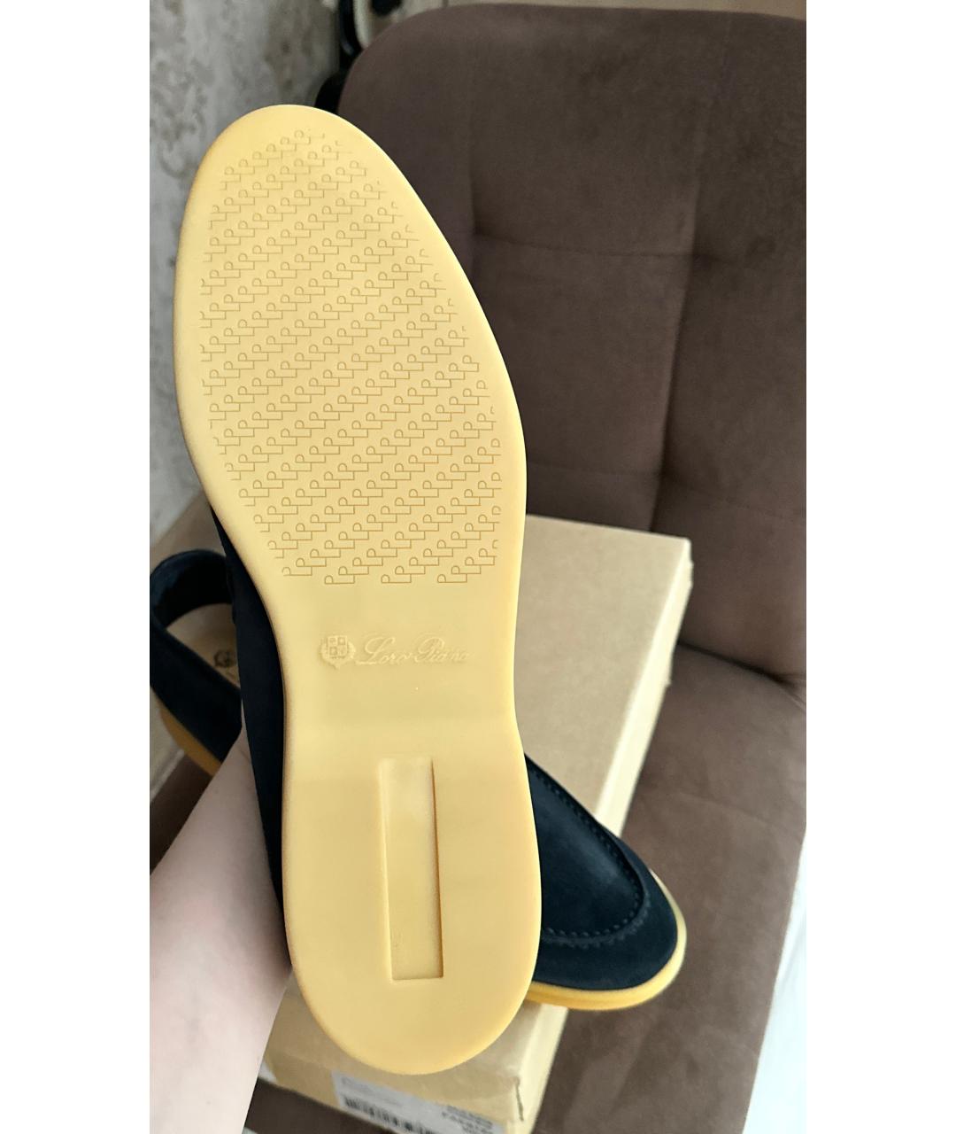 LORO PIANA Темно-синие замшевые лоферы, фото 4