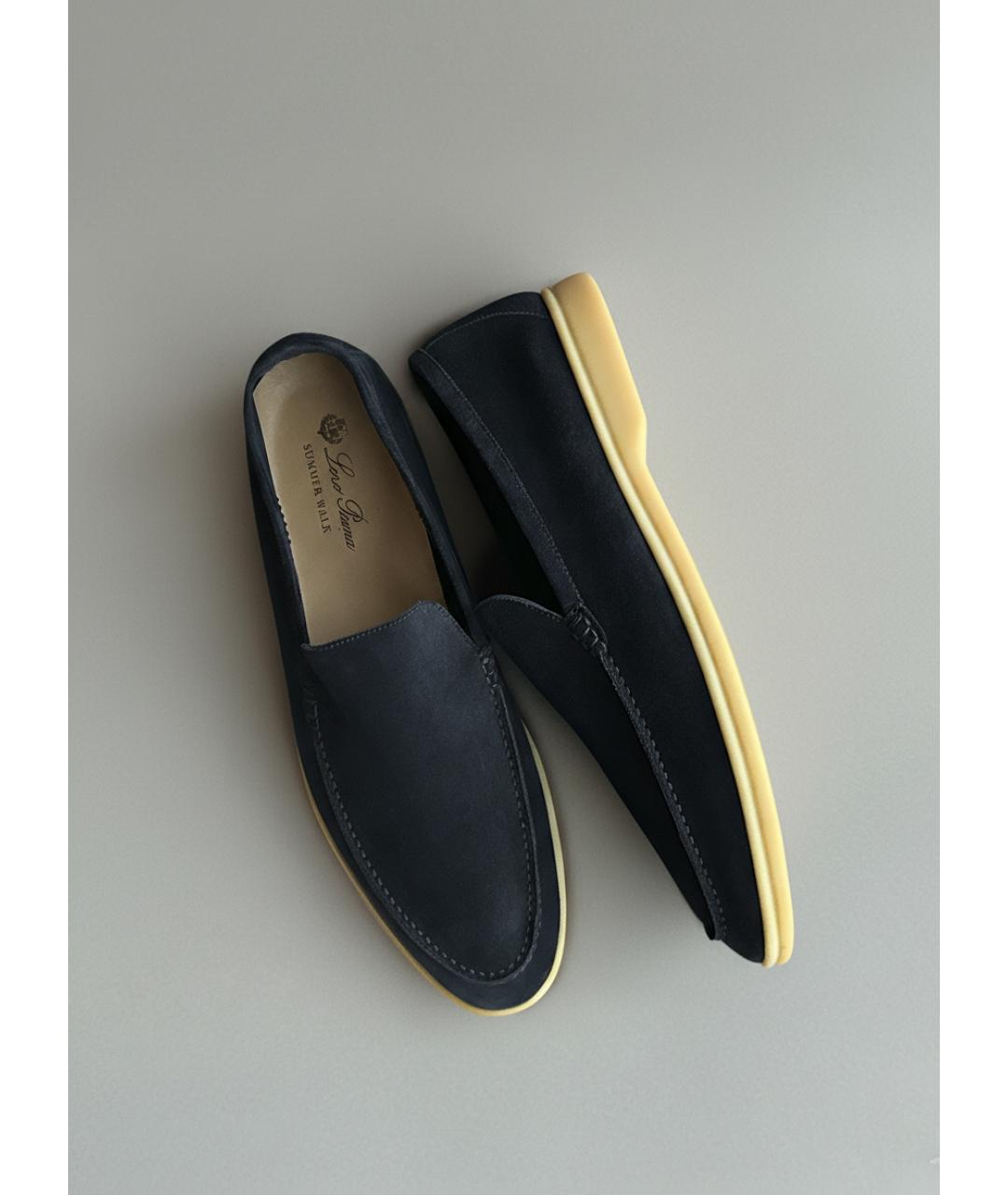 LORO PIANA Темно-синие замшевые лоферы, фото 5