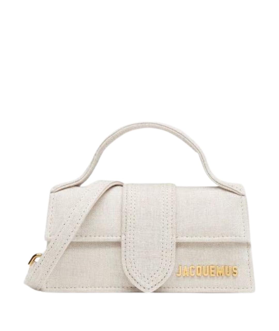 JACQUEMUS Серая льняная сумка с короткими ручками, фото 1