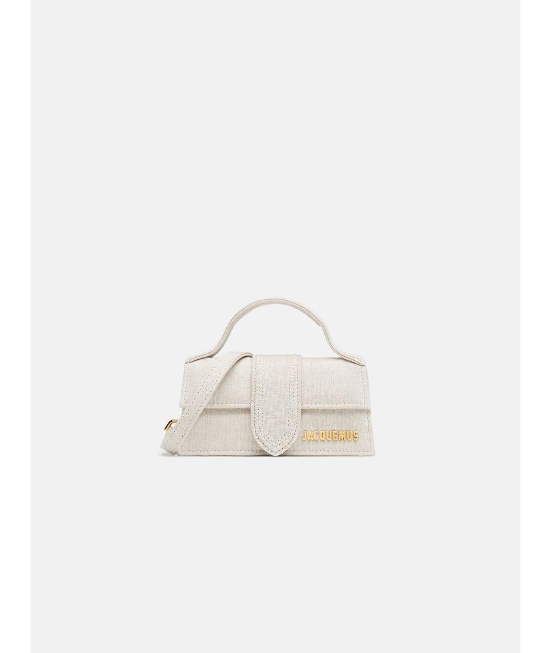 JACQUEMUS Серая льняная сумка с короткими ручками, фото 7