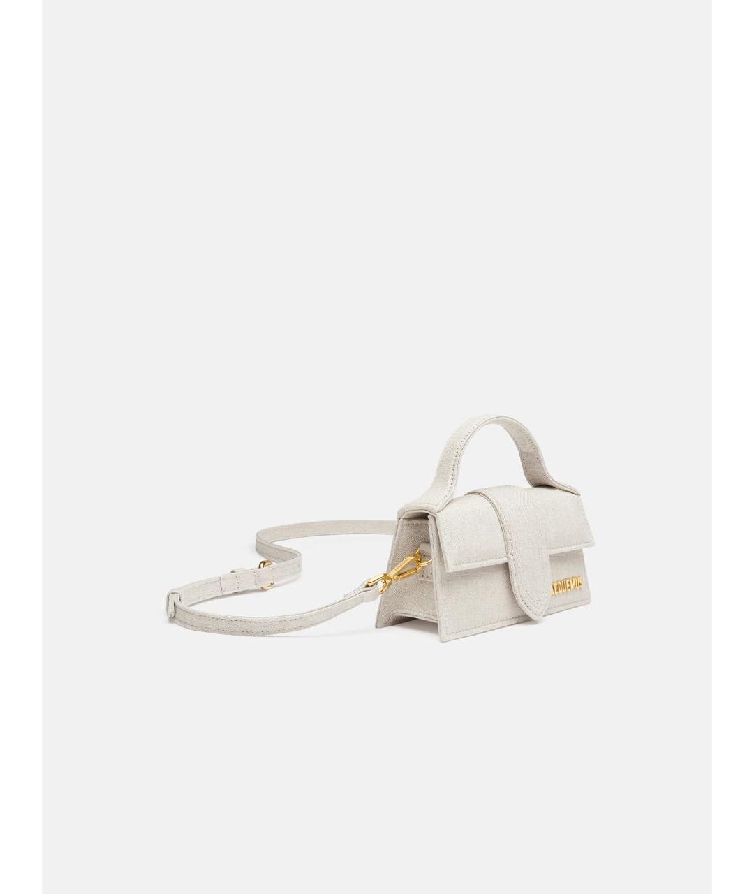 JACQUEMUS Серая льняная сумка с короткими ручками, фото 2