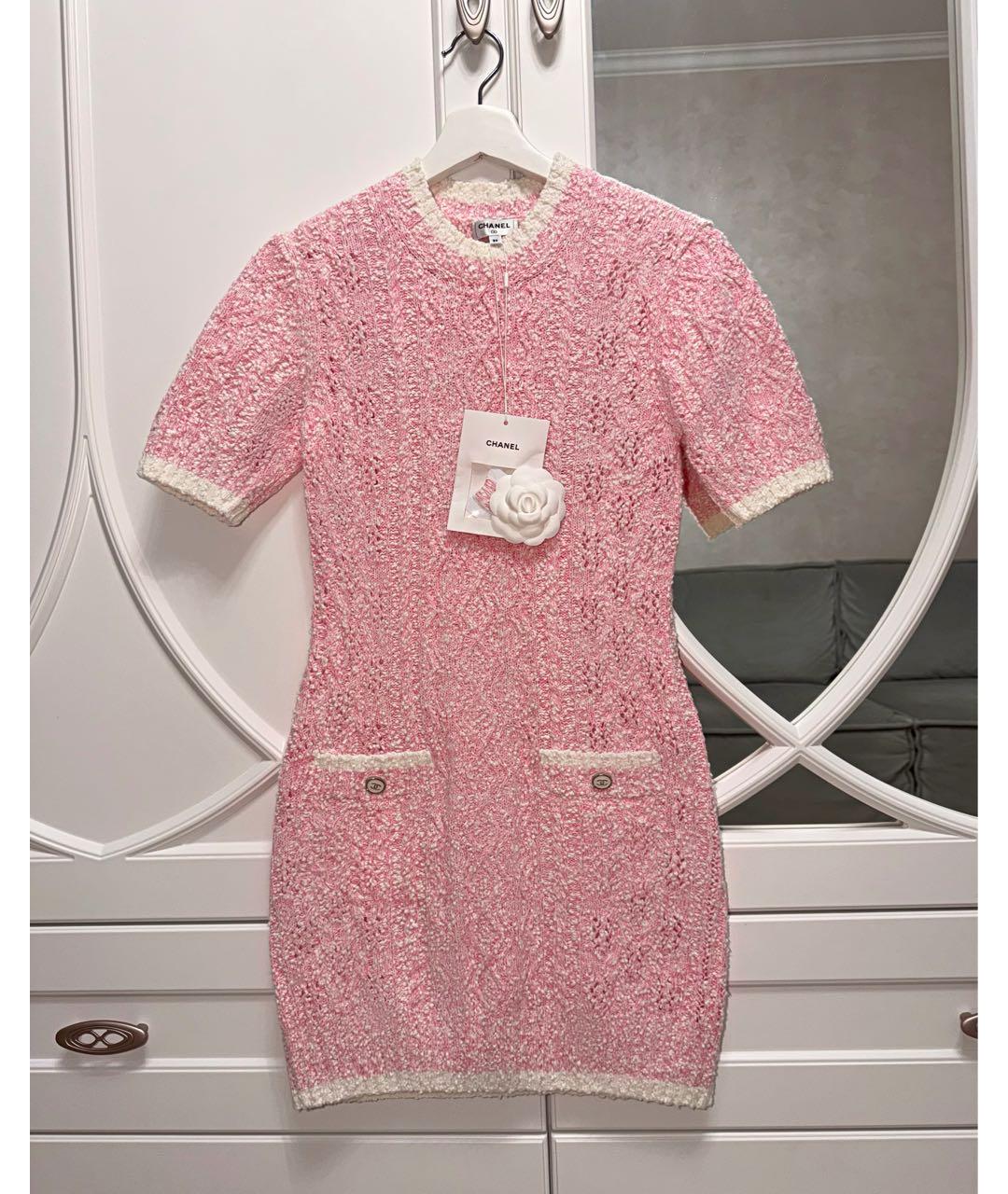 CHANEL Розовое хлопковое коктейльное платье, фото 8