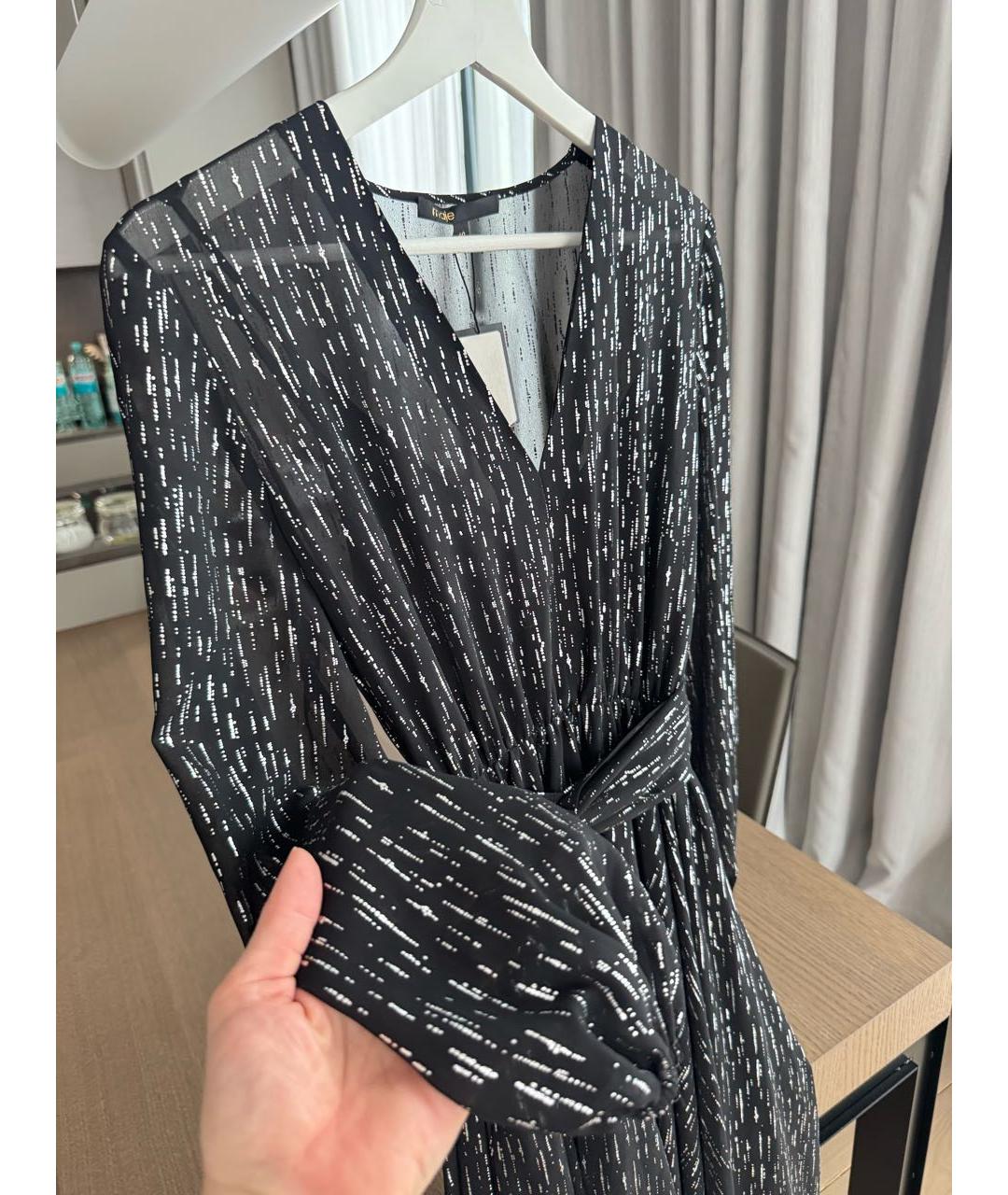 MAJE Черное полиэстеровое вечернее платье, фото 3