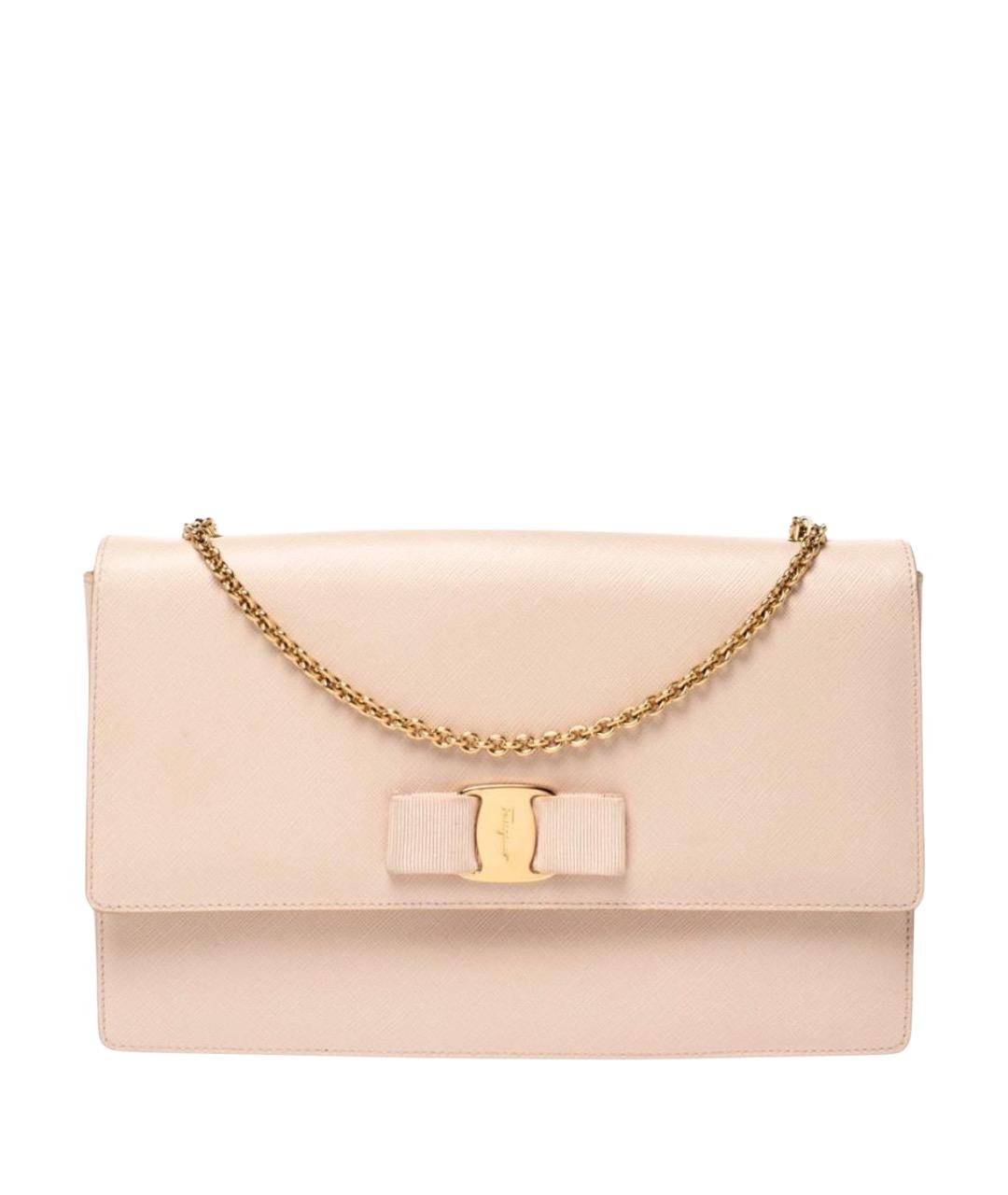 FERRAGAMO Бежевая кожаная сумка через плечо, фото 1