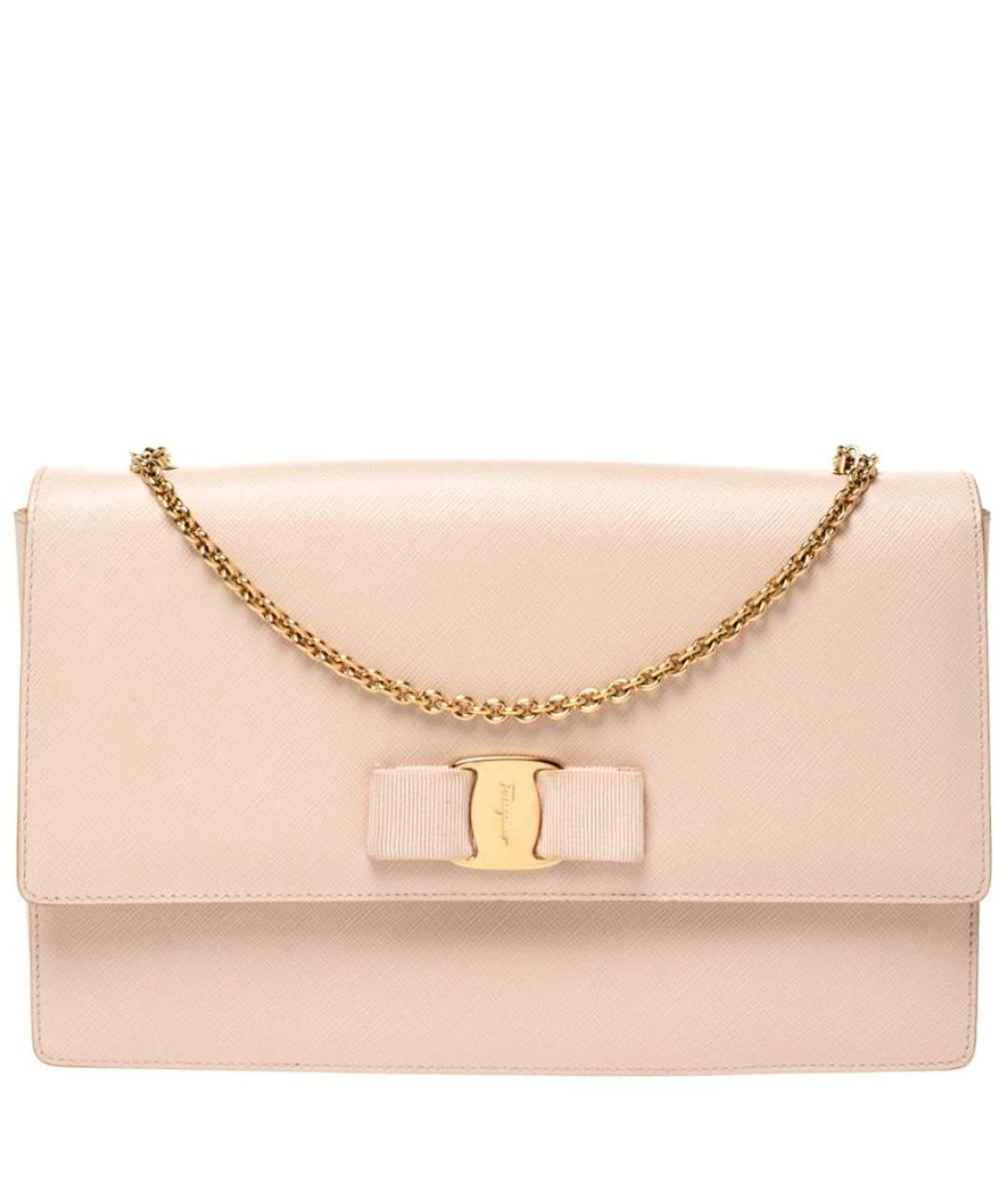 FERRAGAMO Бежевая кожаная сумка через плечо, фото 9