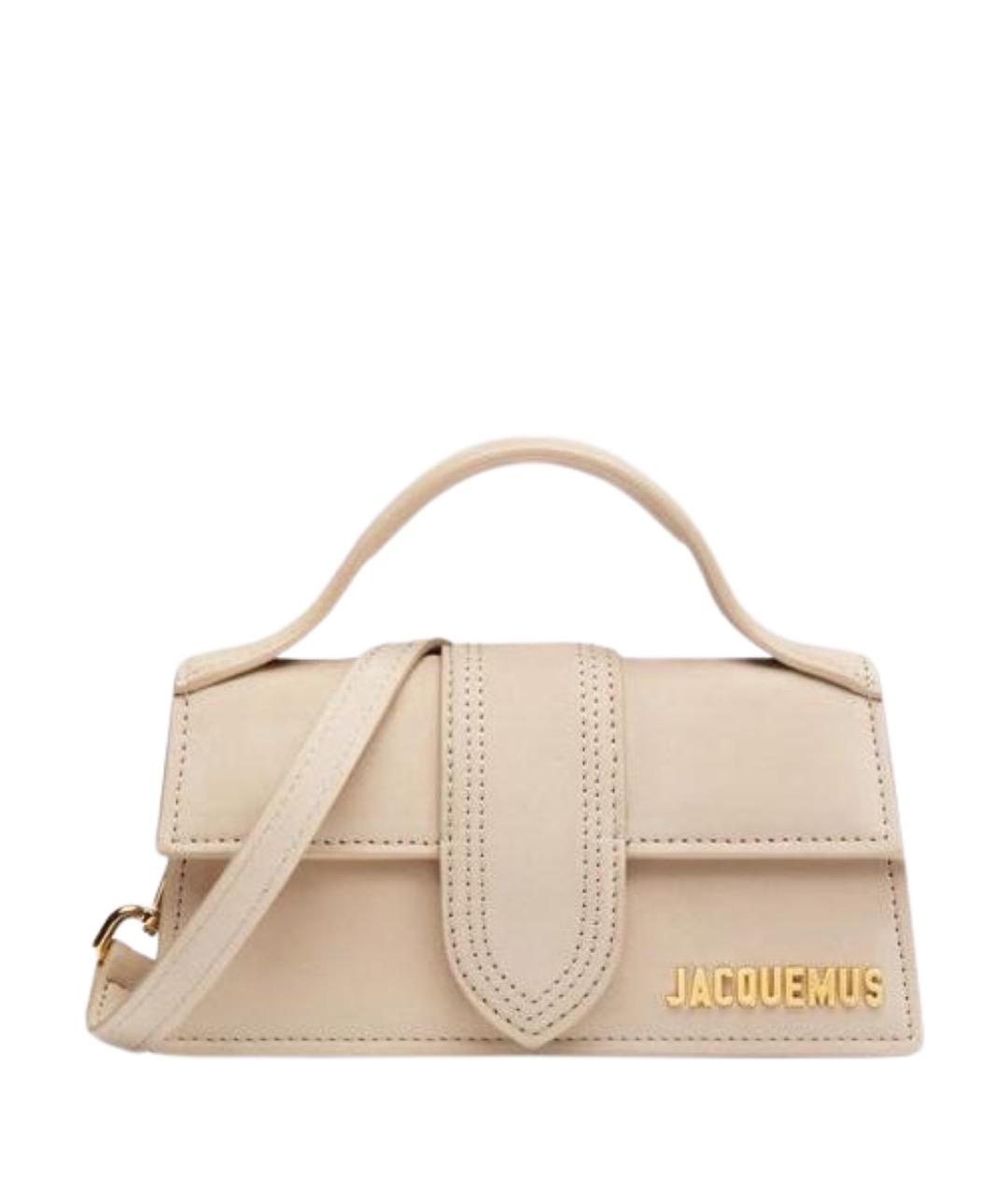 JACQUEMUS Бежевая замшевая сумка с короткими ручками, фото 1
