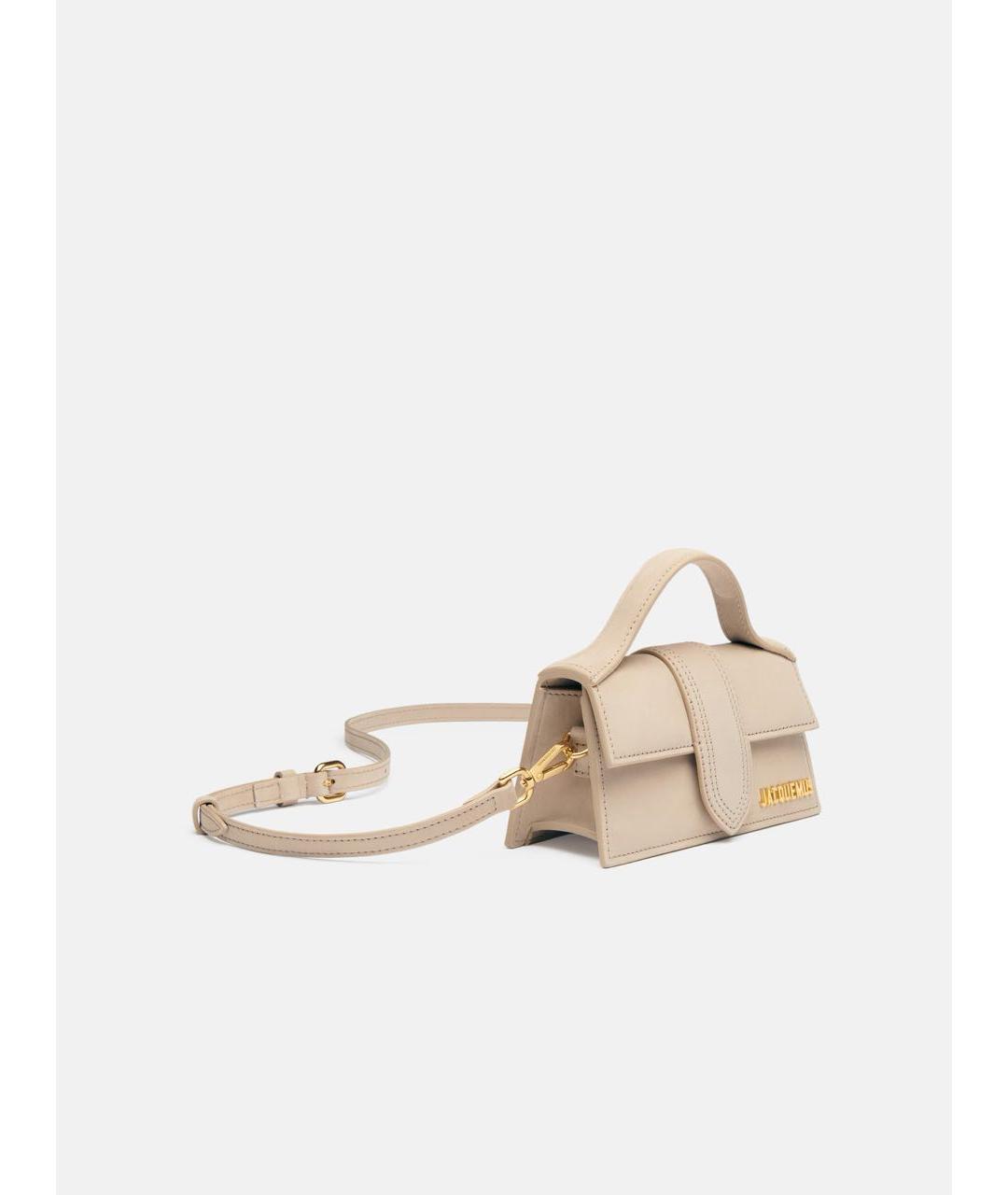 JACQUEMUS Бежевая замшевая сумка с короткими ручками, фото 2