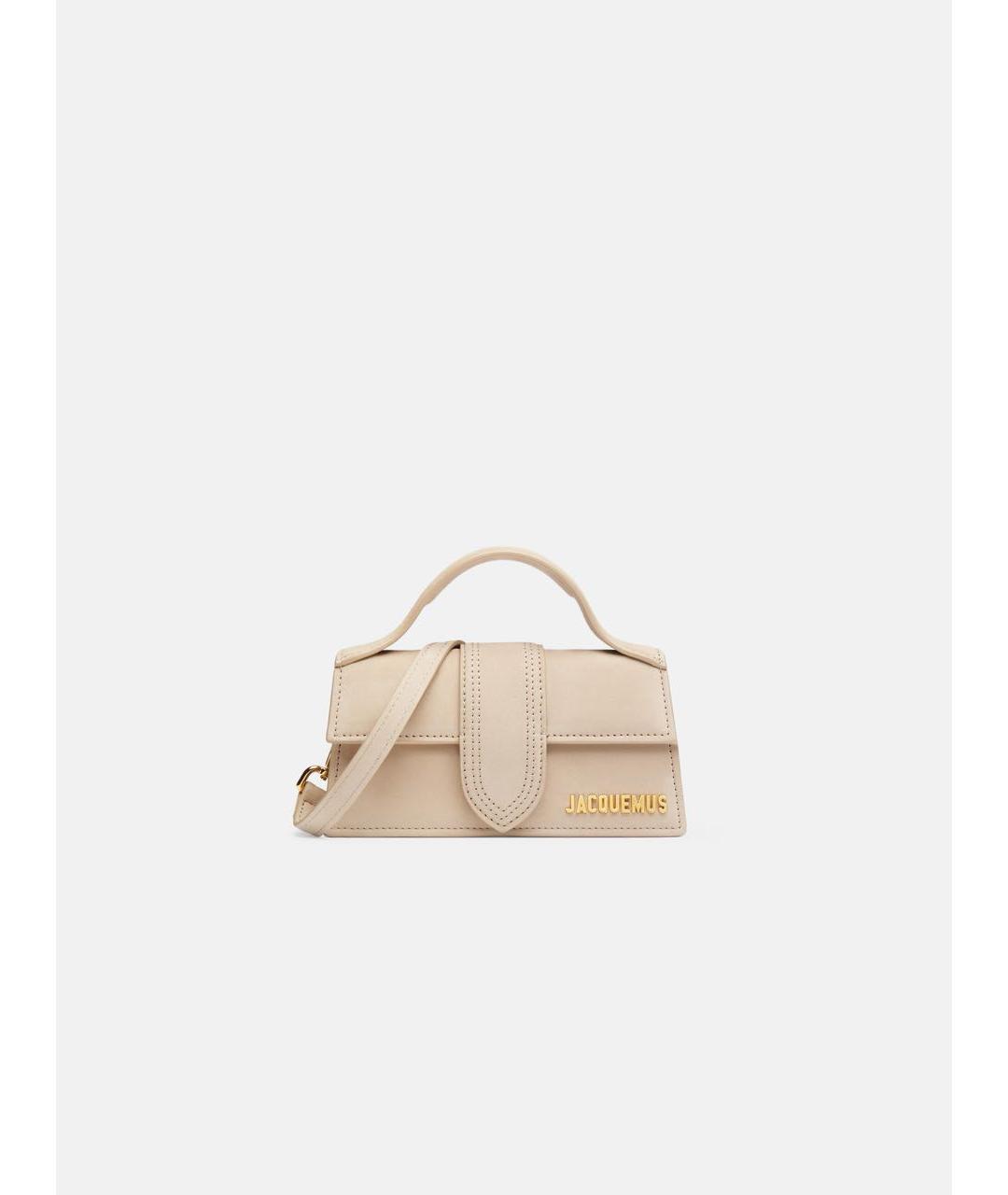 JACQUEMUS Бежевая замшевая сумка с короткими ручками, фото 7
