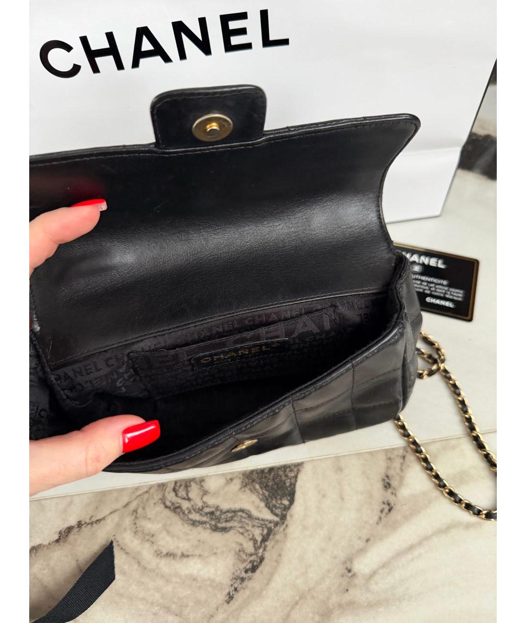 CHANEL Черная кожаная сумка через плечо, фото 7