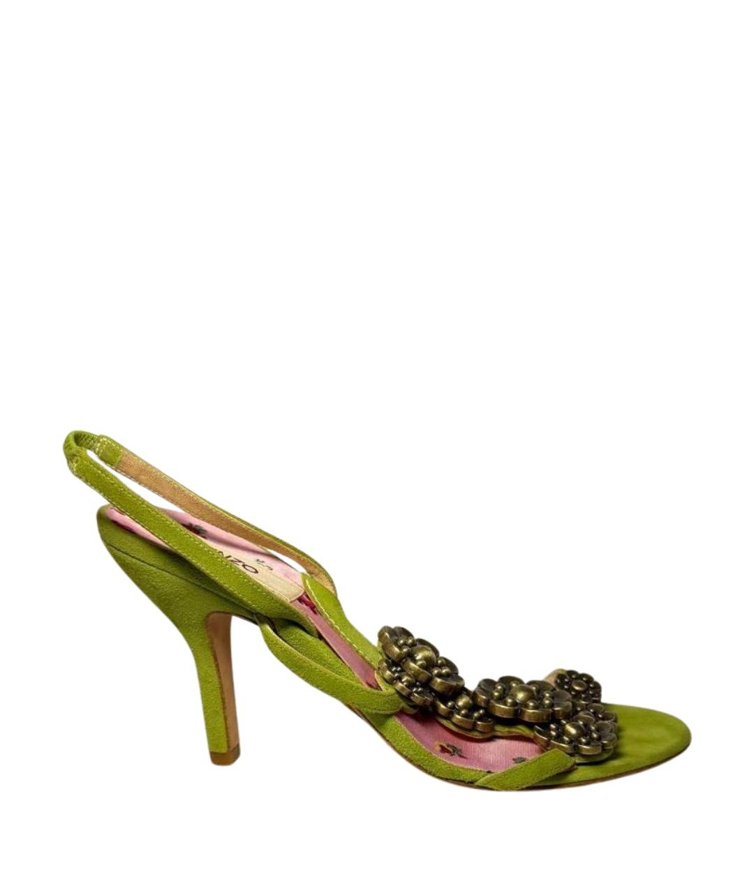KENZO Зеленые нубуковые босоножки, фото 1