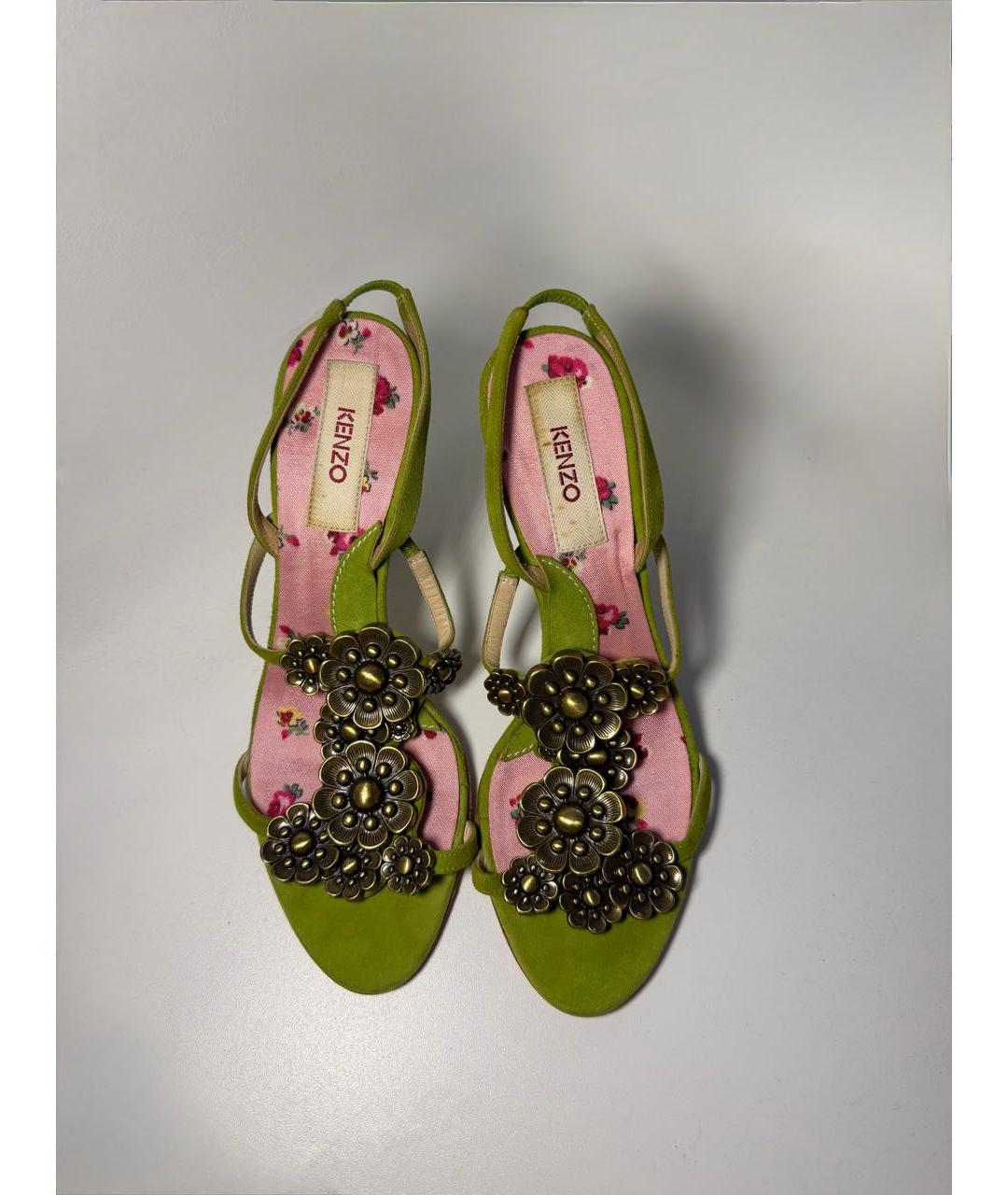 KENZO Зеленые нубуковые босоножки, фото 2