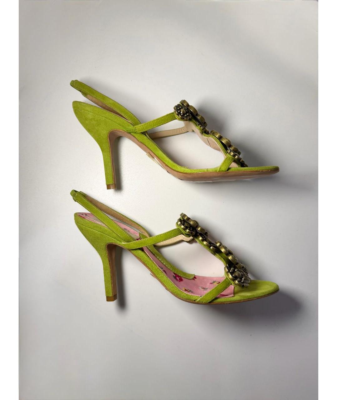 KENZO Зеленые нубуковые босоножки, фото 7