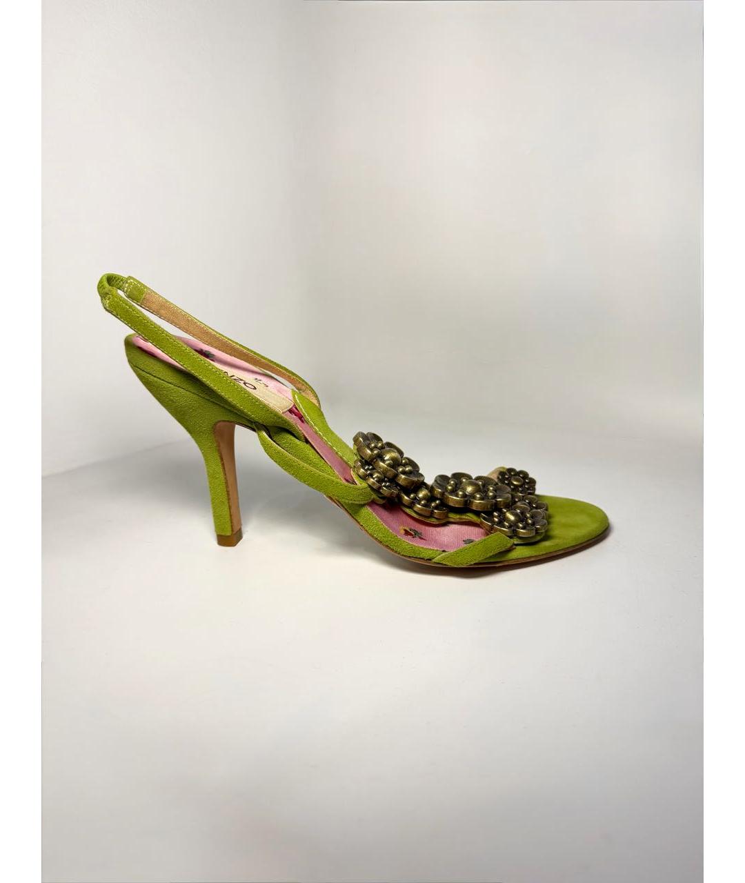 KENZO Зеленые нубуковые босоножки, фото 8