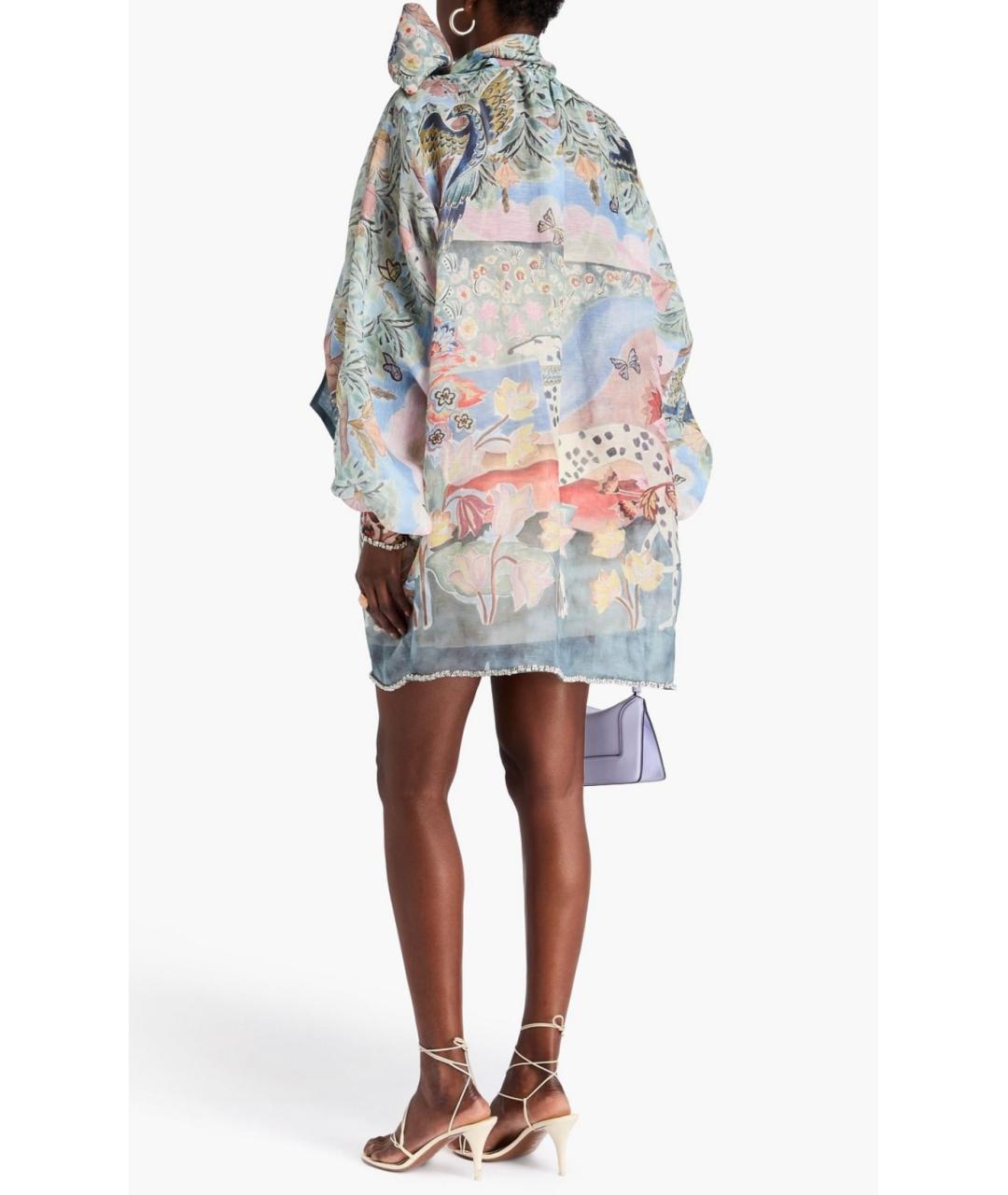 ZIMMERMANN Голубое льняное коктейльное платье, фото 3