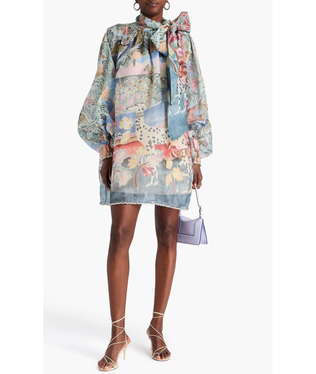 ZIMMERMANN Голубое льняное коктейльное платье, фото 2