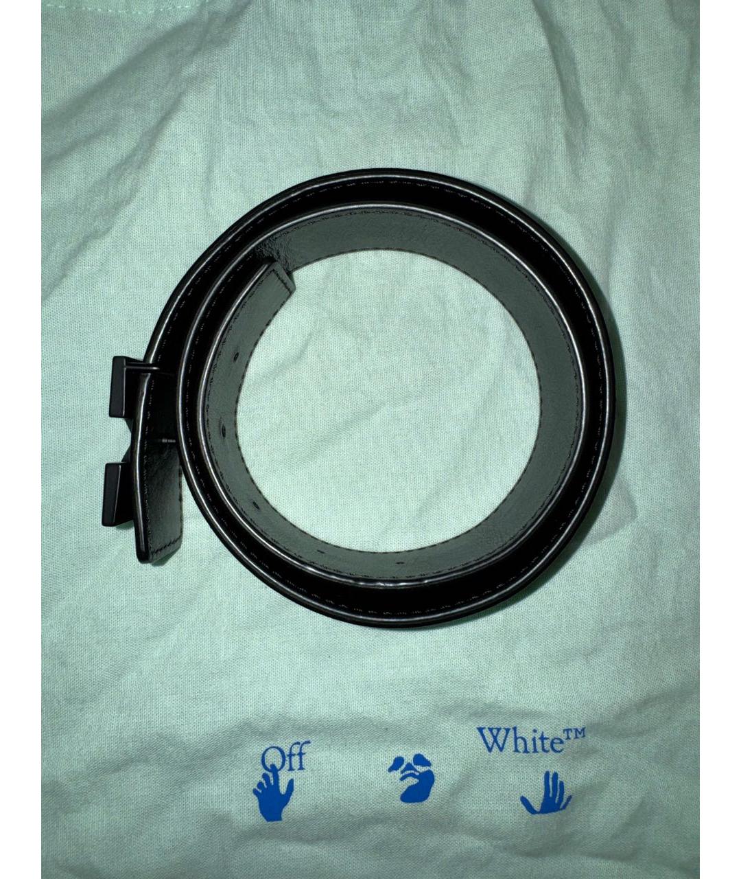 OFF-WHITE Черный кожаный ремень, фото 4