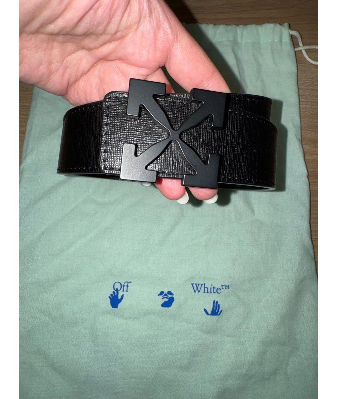 OFF-WHITE Черный кожаный ремень, фото 5