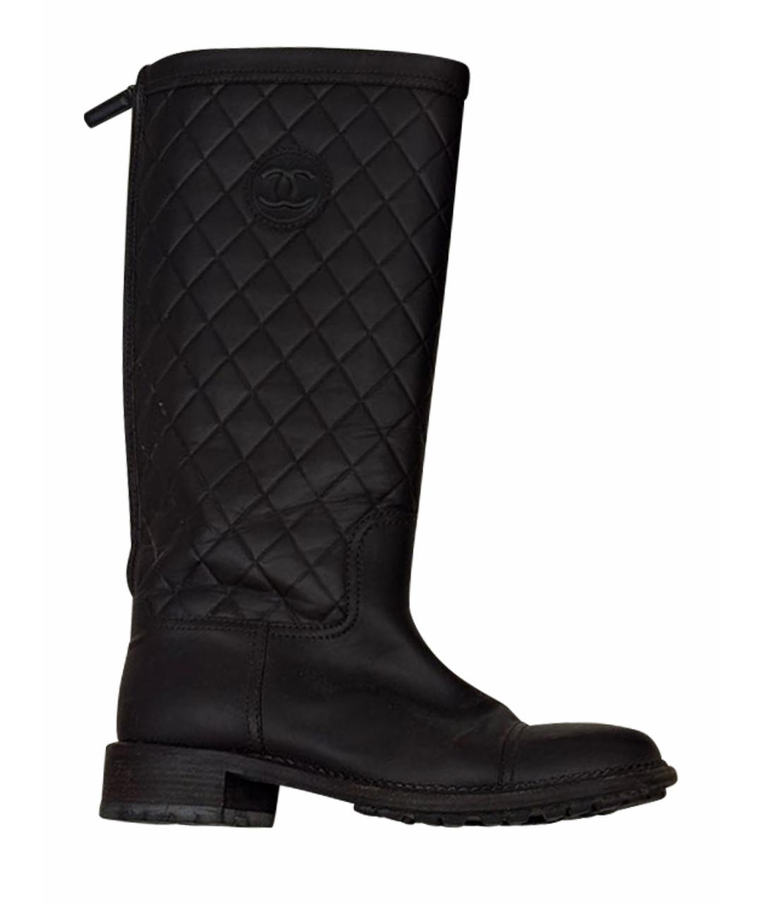 CHANEL Коричневые кожаные сапоги, фото 1