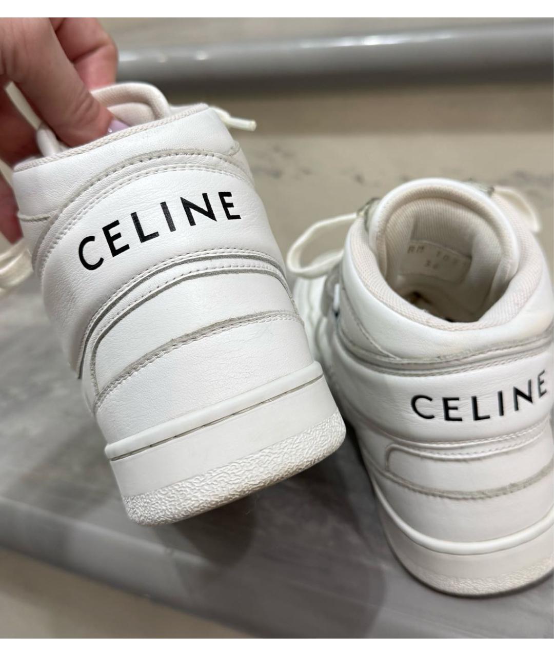 CELINE Белые кожаные кроссовки, фото 4