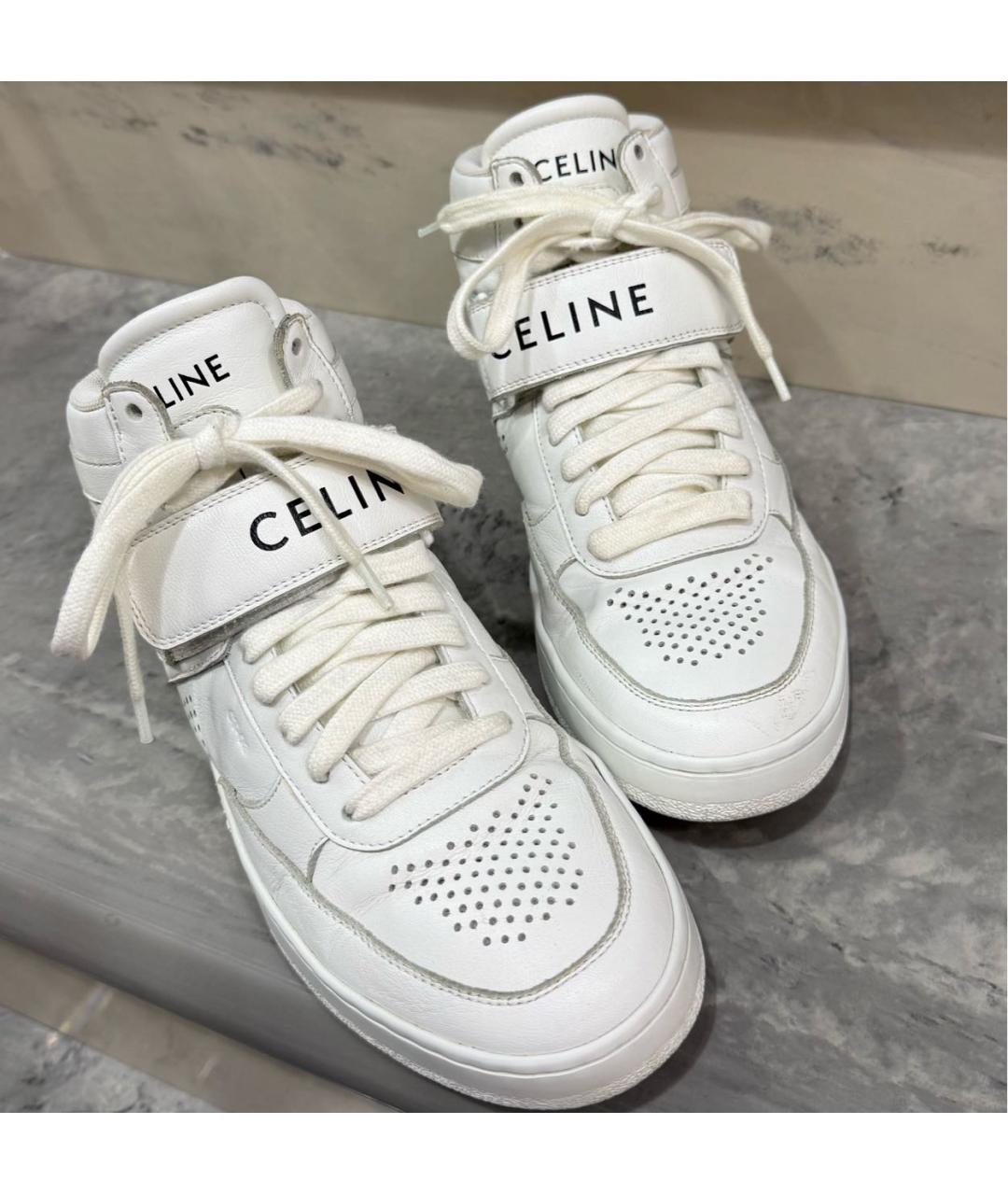 CELINE Белые кожаные кроссовки, фото 5