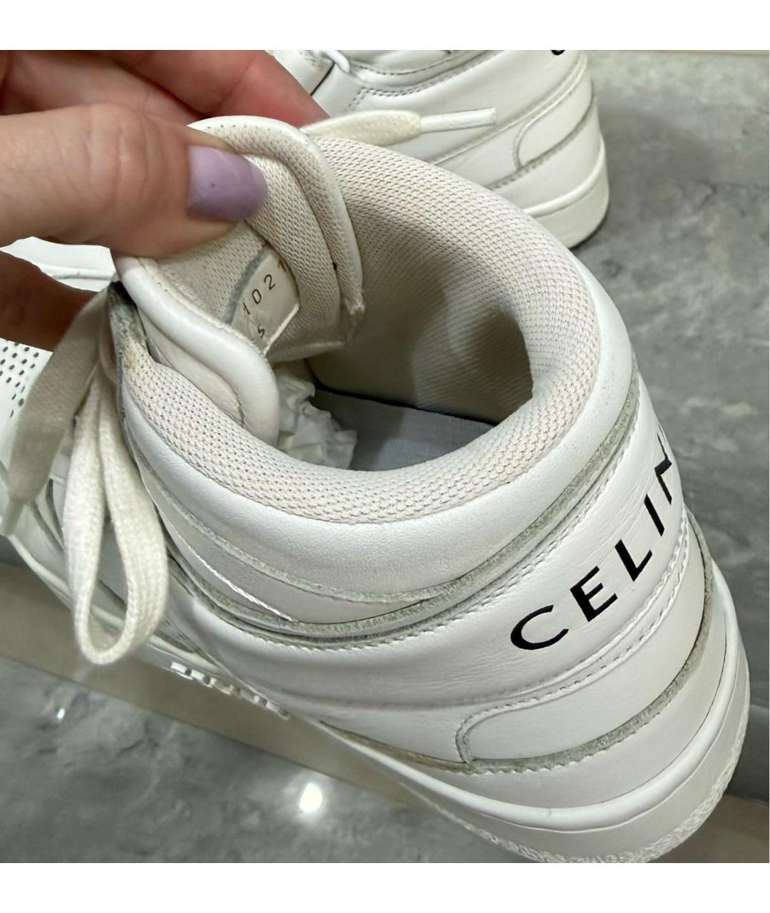 CELINE Белые кожаные кроссовки, фото 6