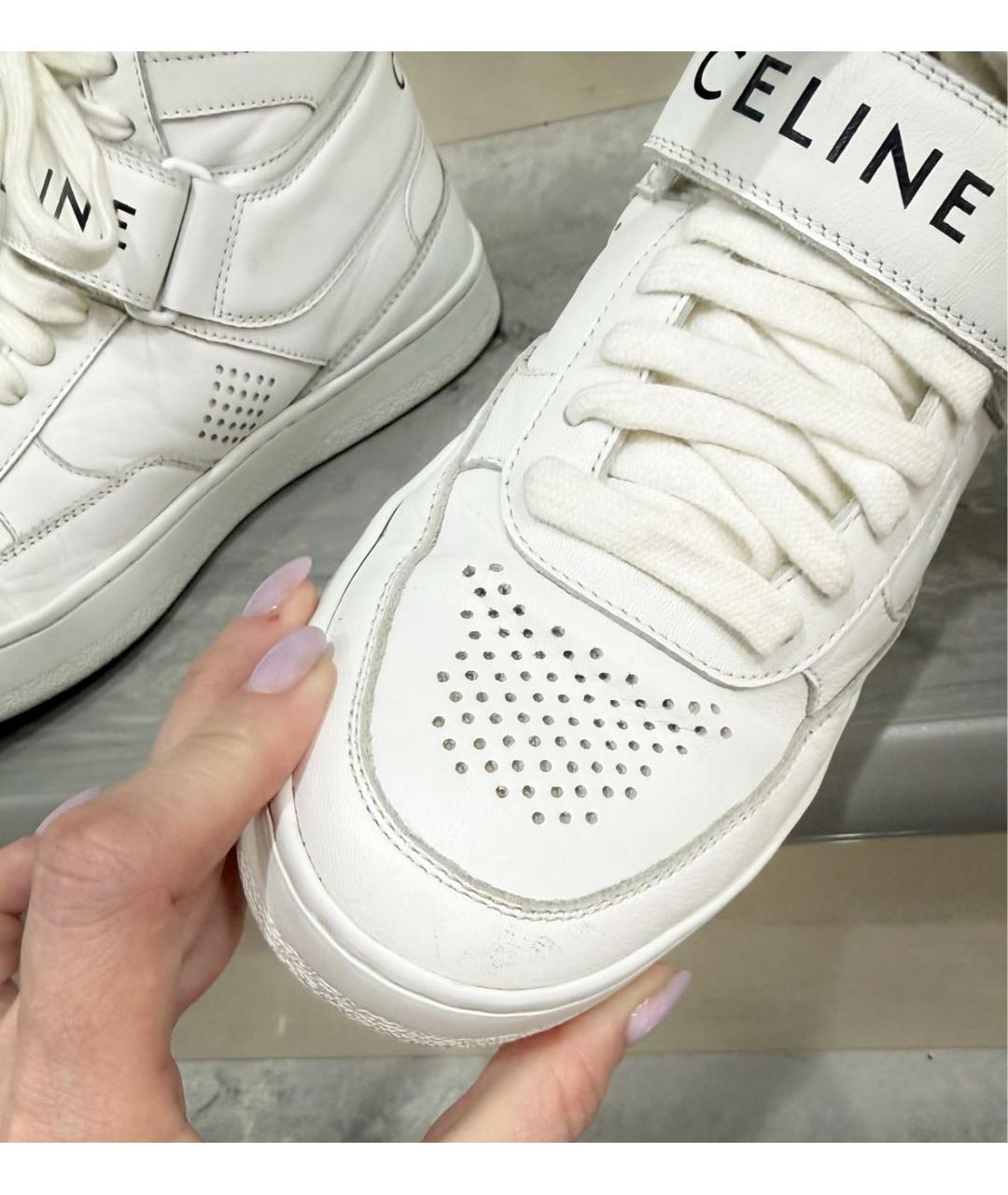 CELINE Белые кожаные кроссовки, фото 8