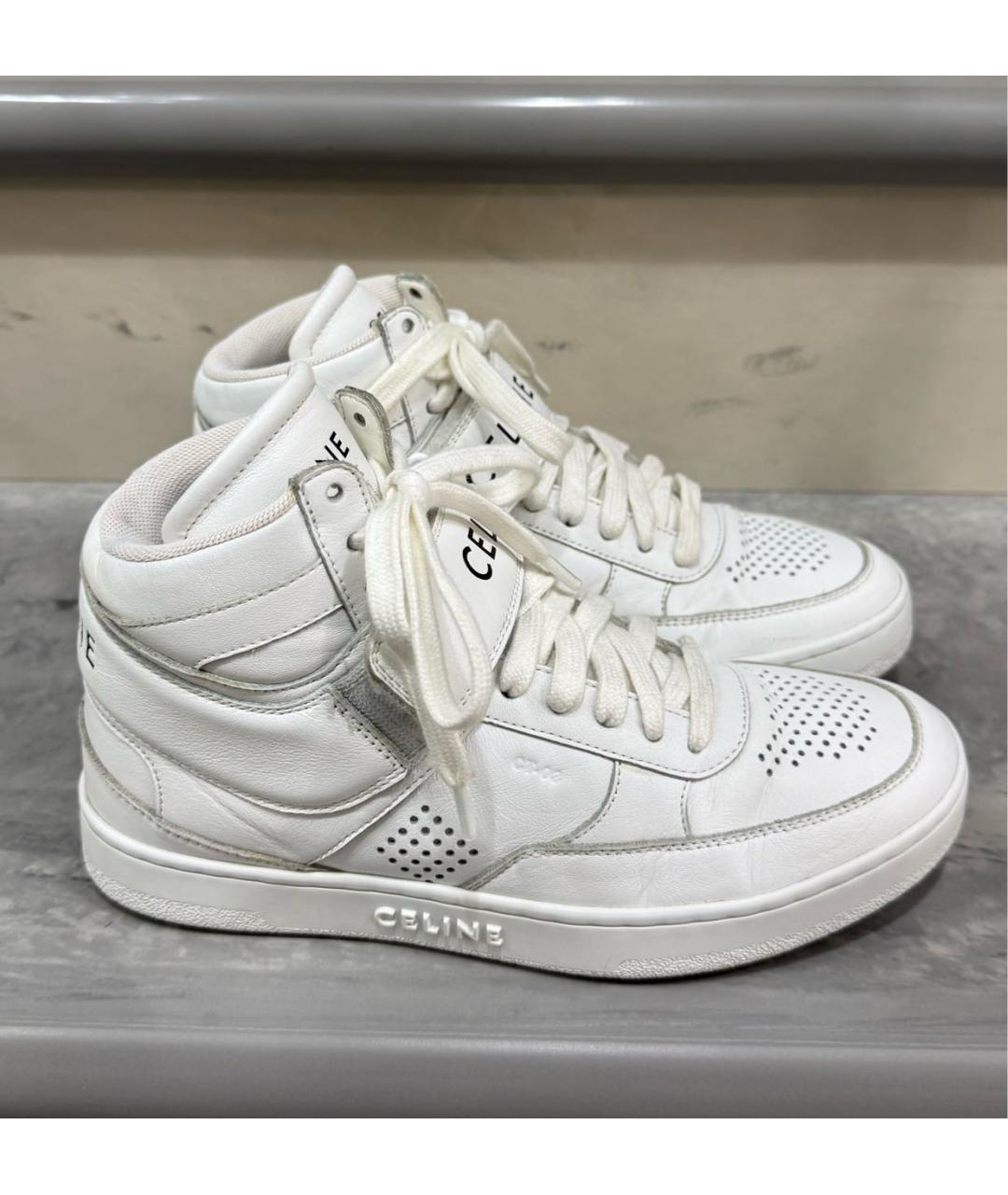 CELINE Белые кожаные кроссовки, фото 7