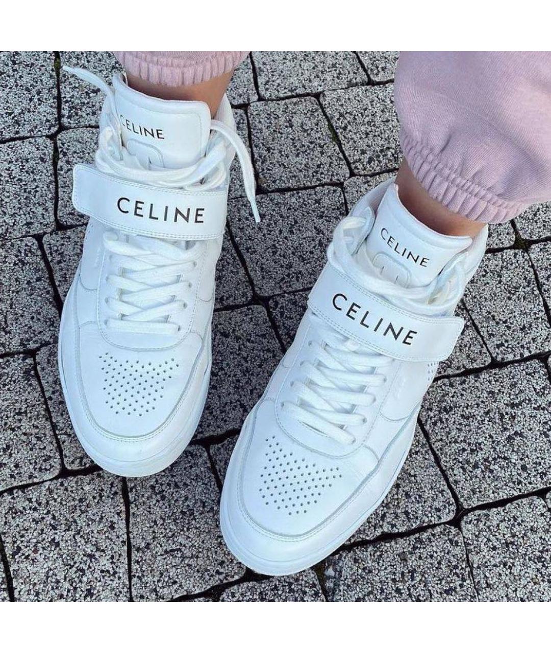 CELINE Белые кожаные кроссовки, фото 2