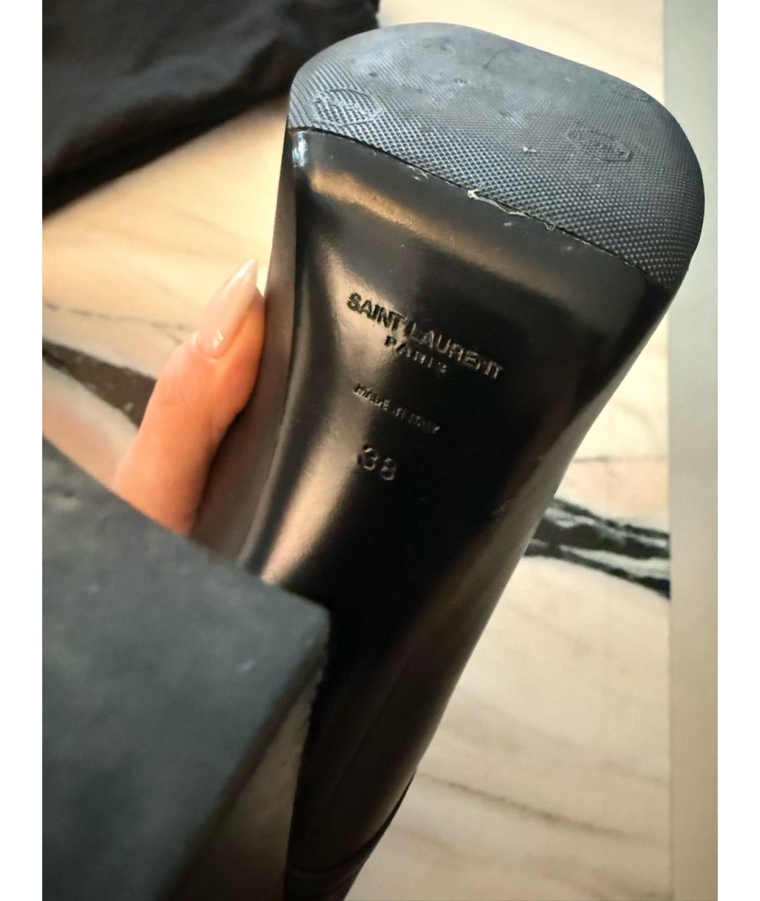 SAINT LAURENT Черные кожаные ботильоны, фото 7