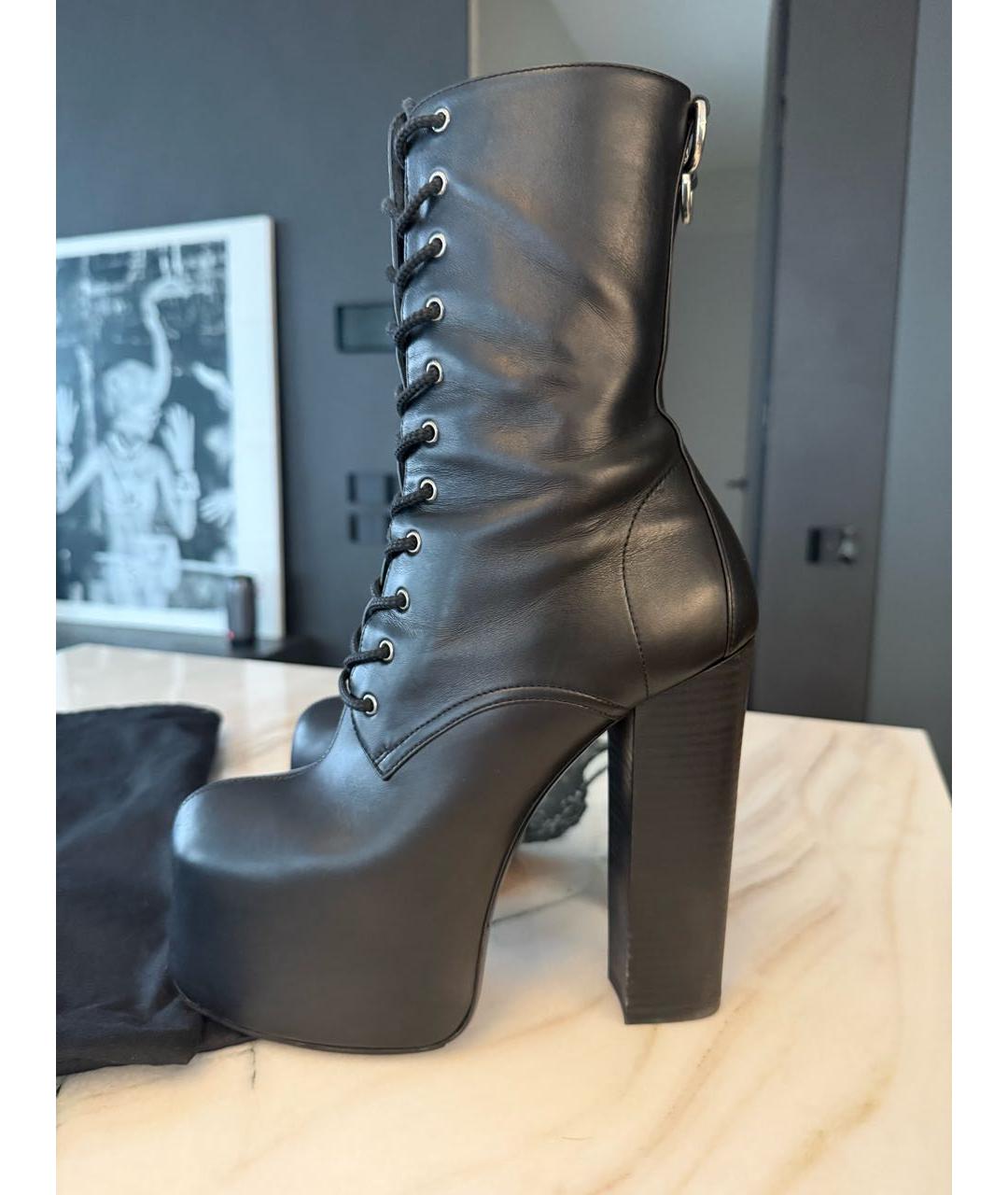 SAINT LAURENT Черные кожаные ботильоны, фото 6