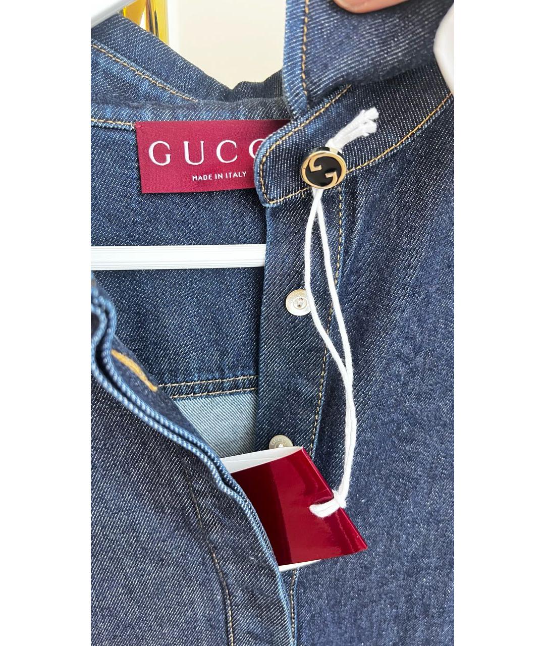 GUCCI Темно-синее деним повседневное платье, фото 4