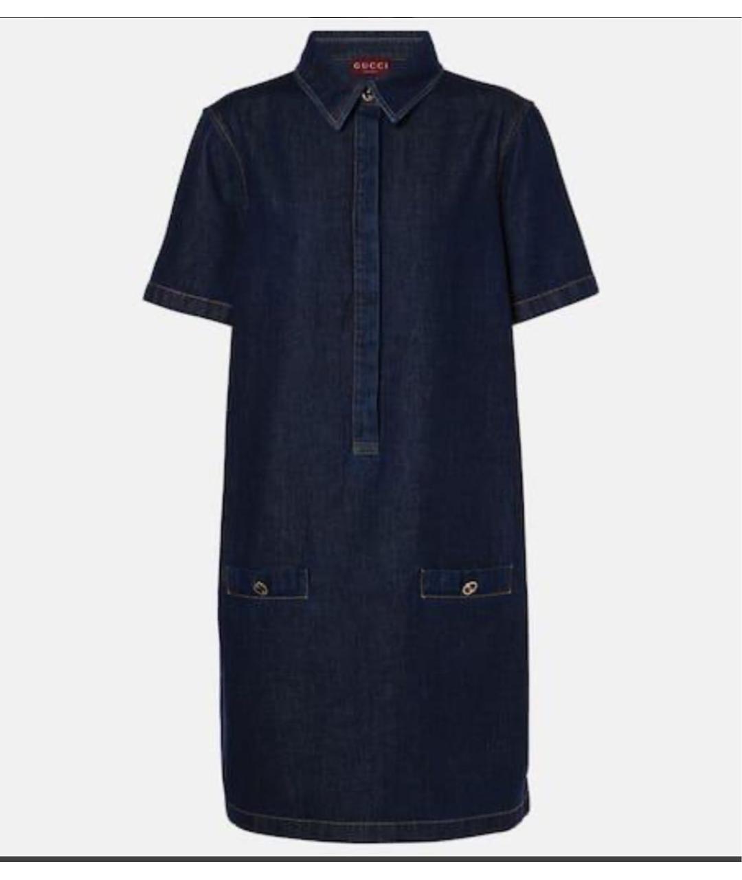 GUCCI Темно-синее деним повседневное платье, фото 6