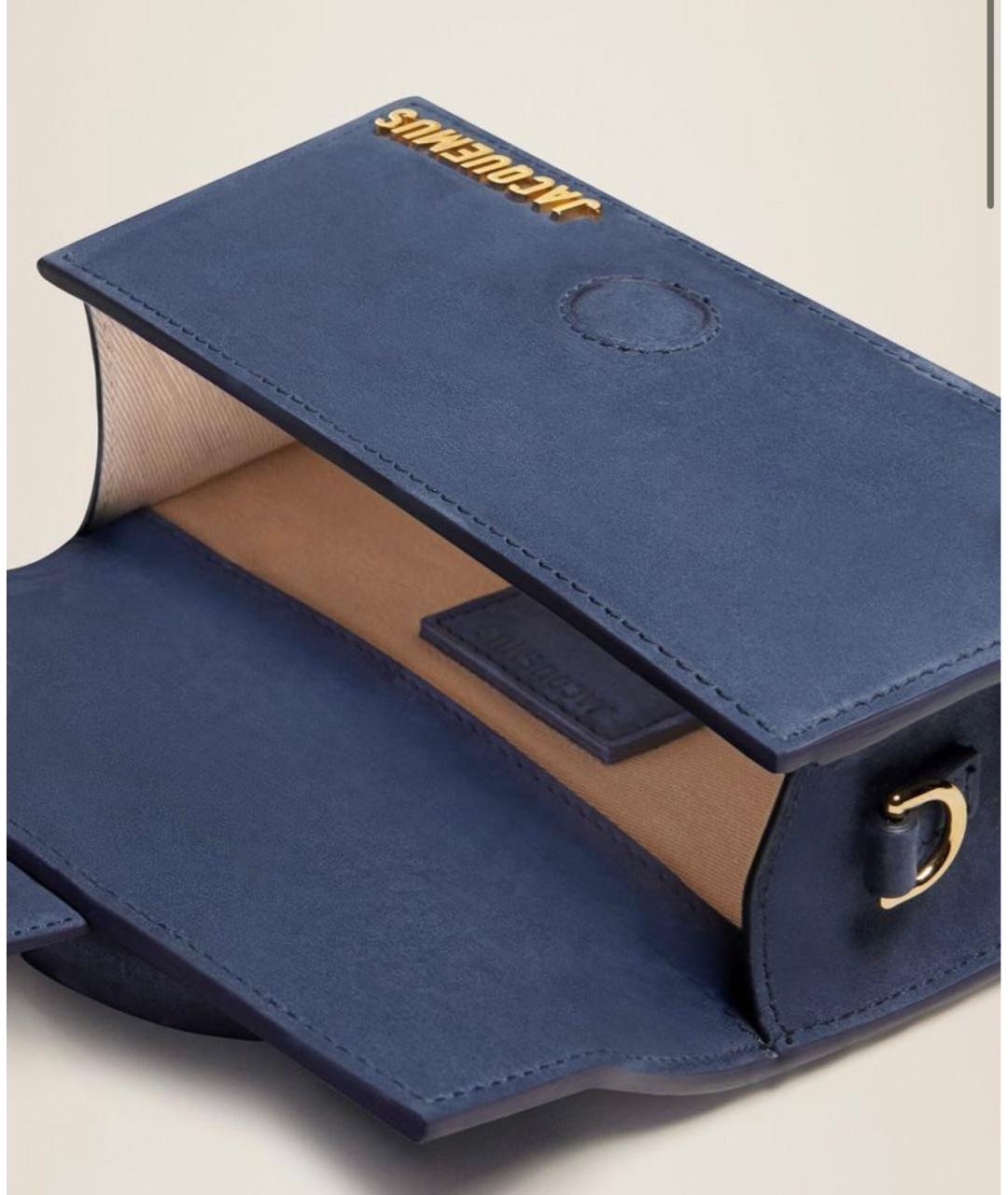 JACQUEMUS Темно-синяя замшевая сумка с короткими ручками, фото 3