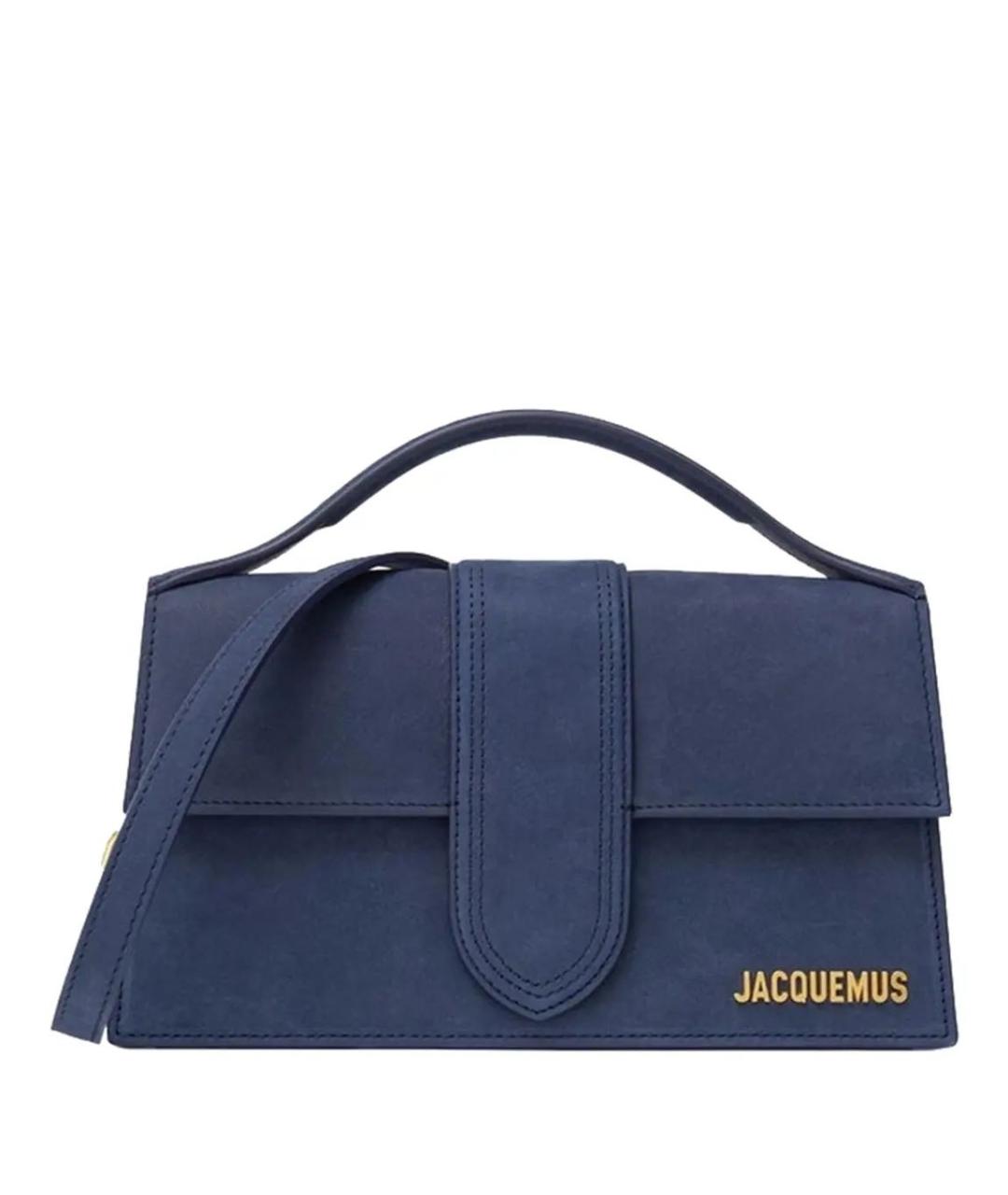 JACQUEMUS Темно-синяя замшевая сумка с короткими ручками, фото 5