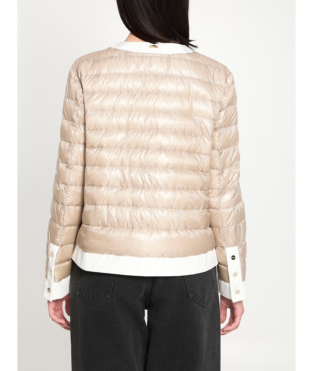 HERNO Бежевый полиамидовый пуховик, фото 3