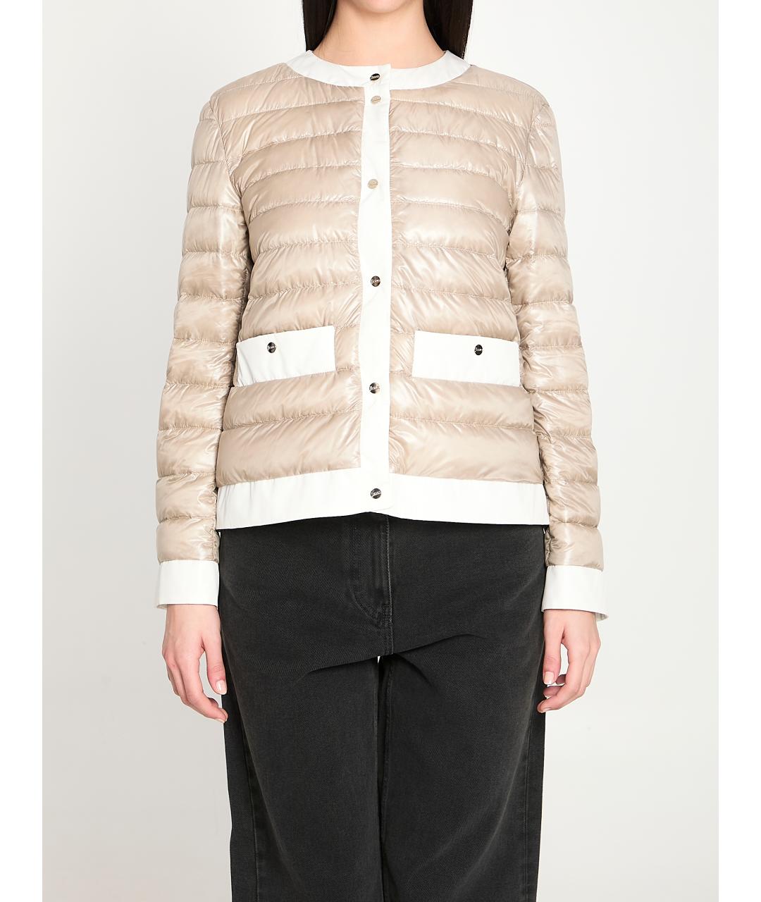 HERNO Бежевый полиамидовый пуховик, фото 4