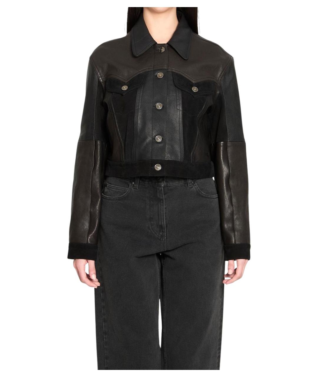 VERSACE Черная кожаная куртка, фото 1