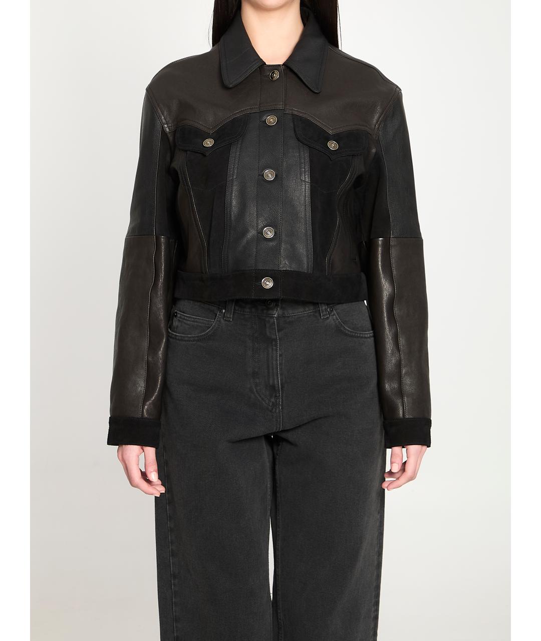 VERSACE Черная кожаная куртка, фото 5