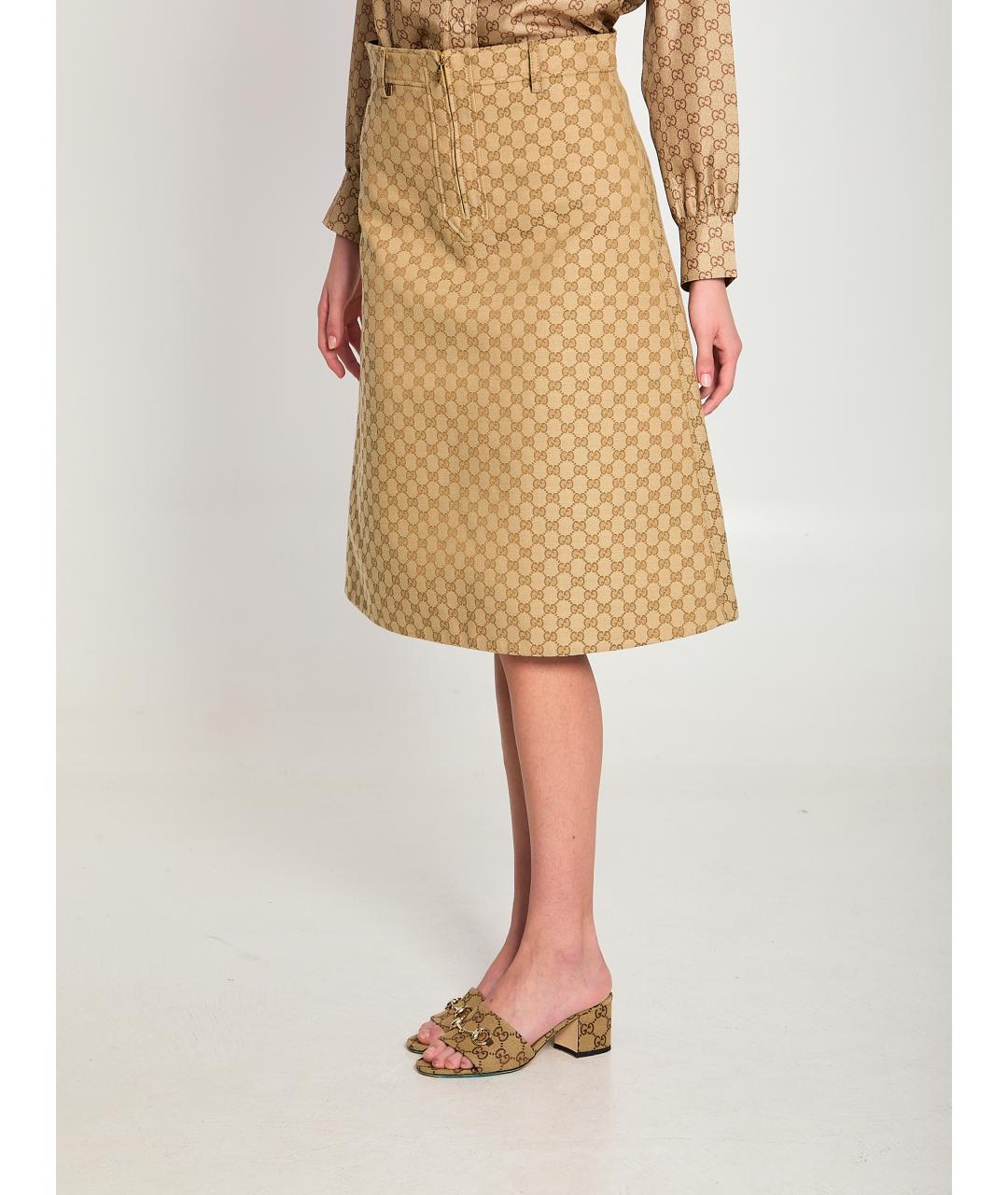 GUCCI Бежевая полиэстеровая юбка миди, фото 2
