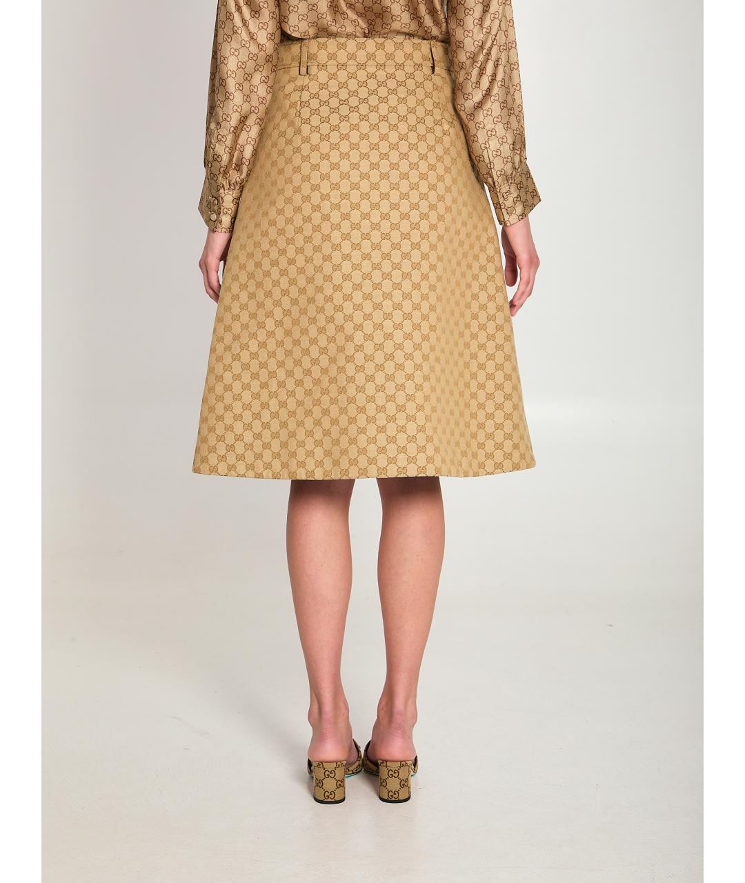 GUCCI Бежевая полиэстеровая юбка миди, фото 4