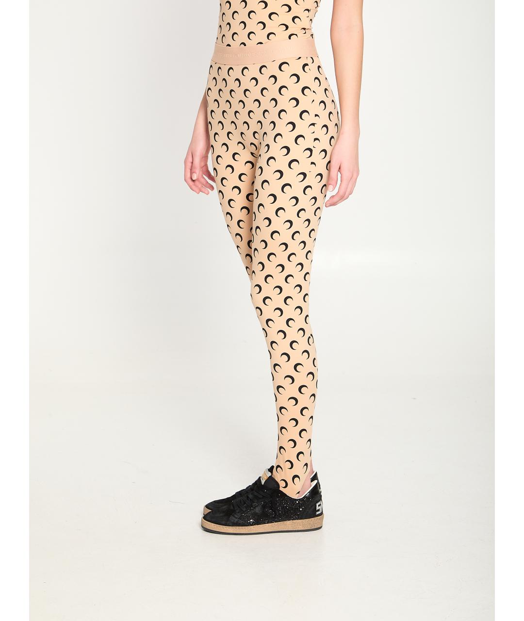 MARINE SERRE Бежевые полиамидовые леггинсы и велосипедки, фото 2