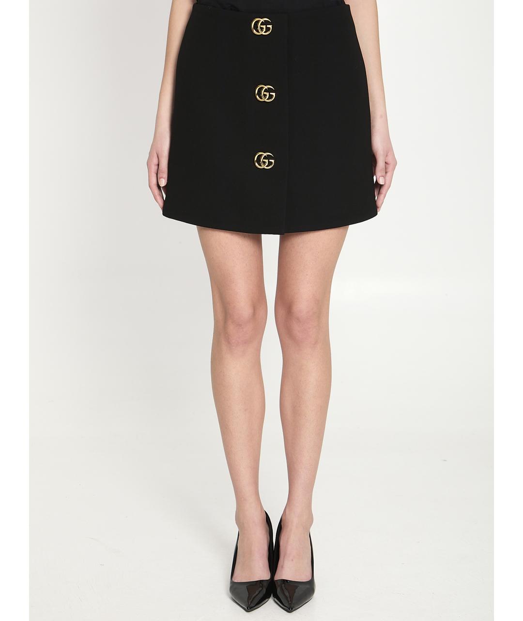 GUCCI Черная шерстяная юбка мини, фото 5