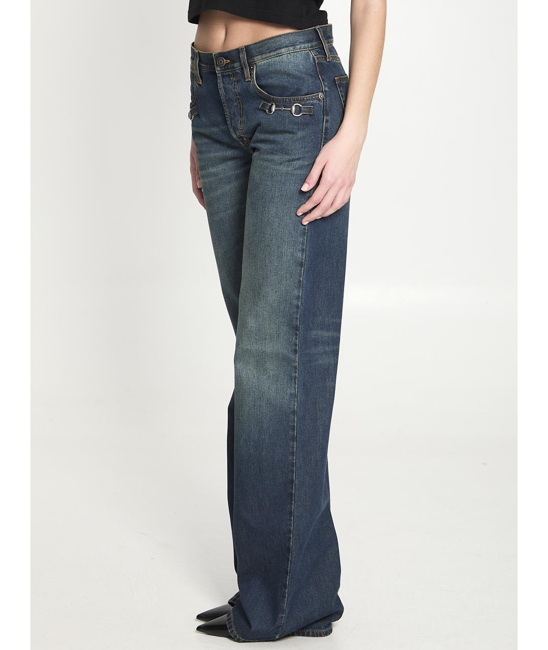 GUCCI Синие хлопковые джинсы клеш, фото 3