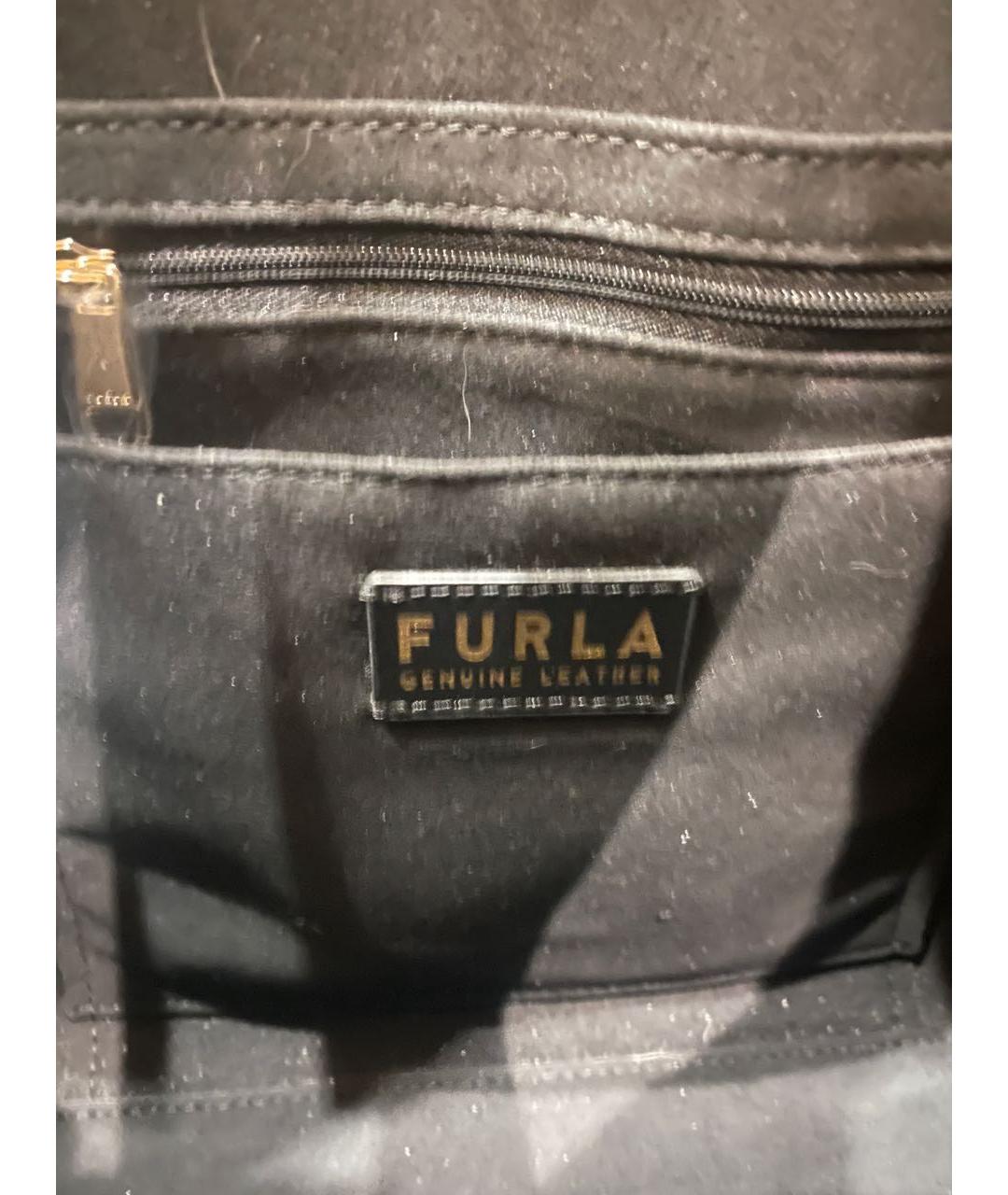 FURLA Черная кожаная сумка тоут, фото 5