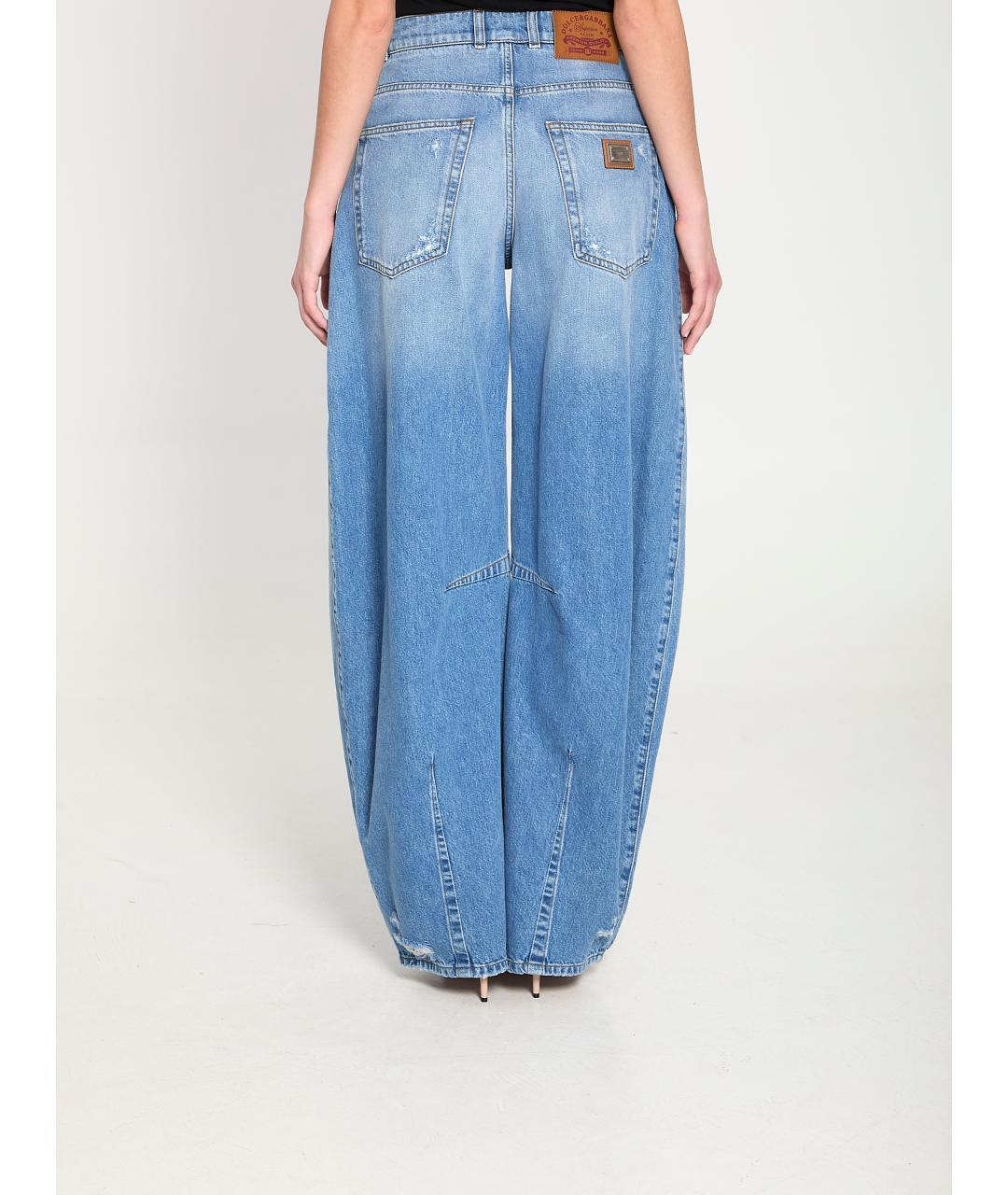 DOLCE&GABBANA Голубые хлопковые джинсы клеш, фото 4