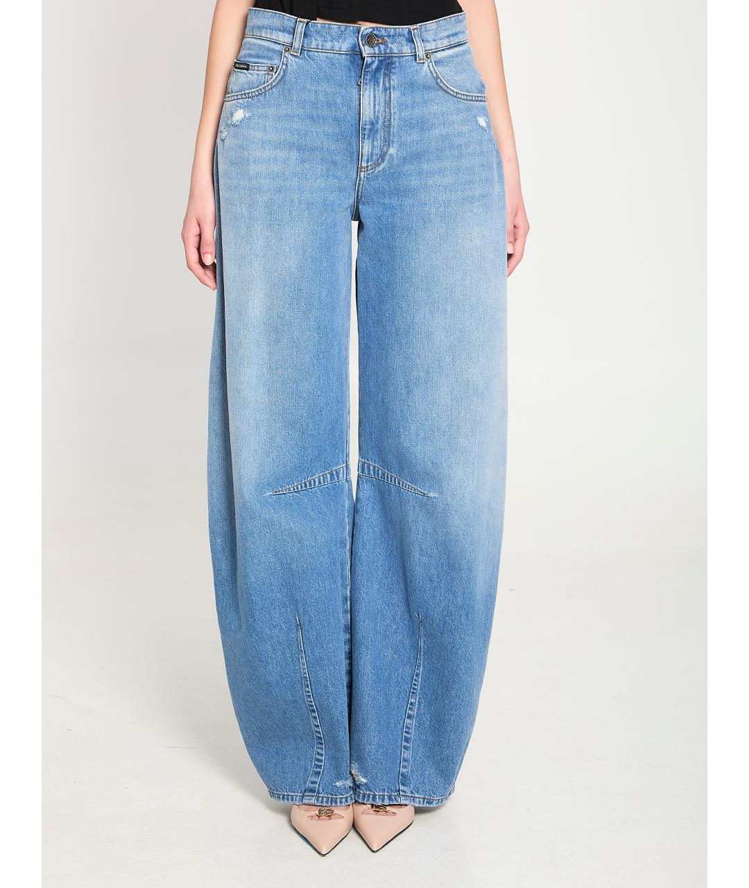 DOLCE&GABBANA Голубые хлопковые джинсы клеш, фото 5