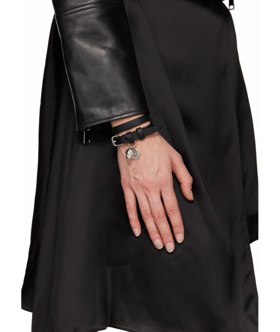 ALEXANDER MCQUEEN Черный кожаный браслет, фото 8