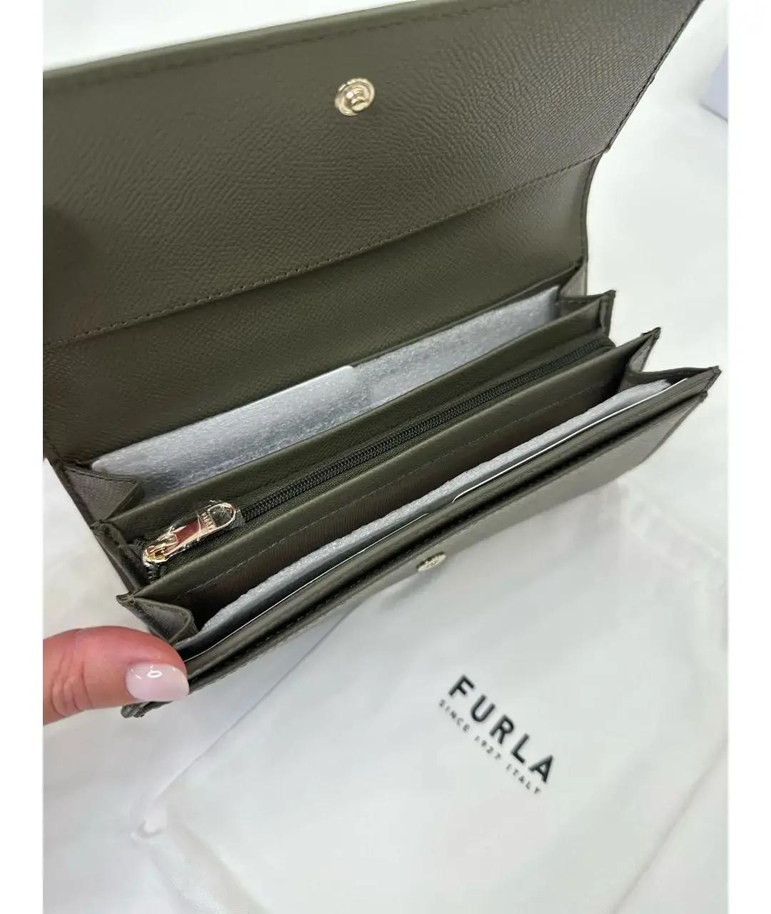 FURLA Хаки кожаный кошелек, фото 5