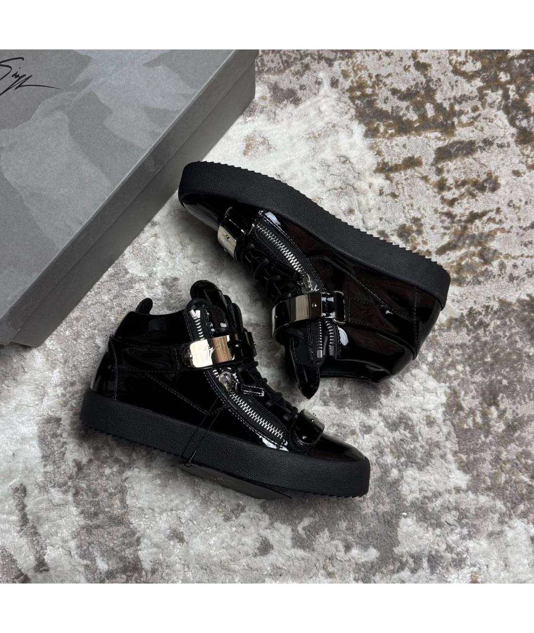 GIUSEPPE ZANOTTI DESIGN Черные кожаные высокие кроссовки / кеды, фото 9