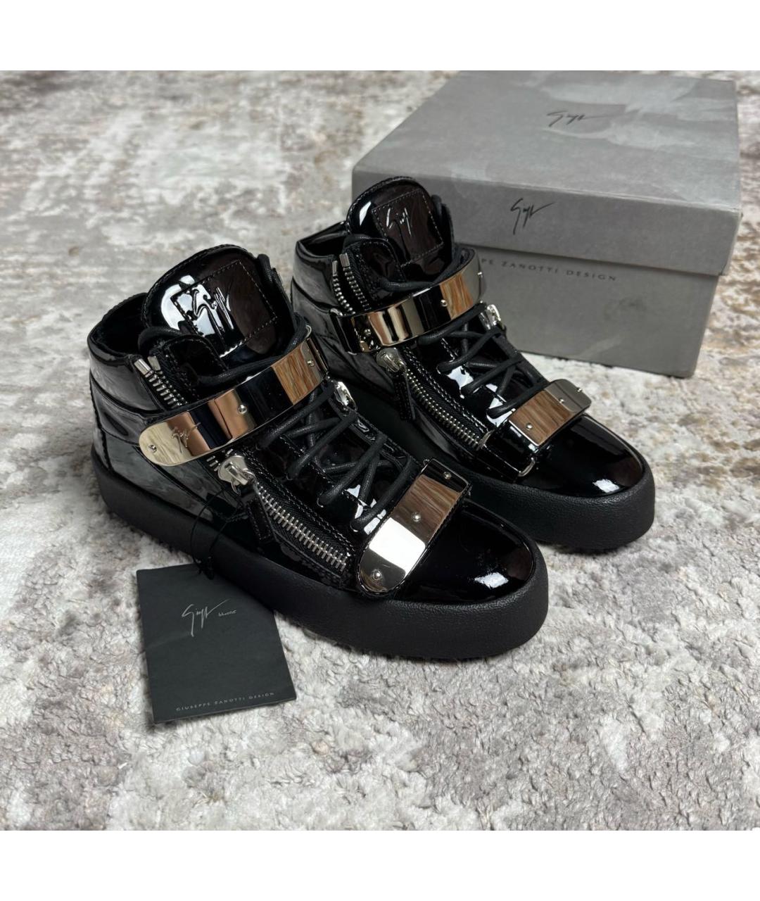 GIUSEPPE ZANOTTI DESIGN Черные кожаные высокие кроссовки / кеды, фото 3